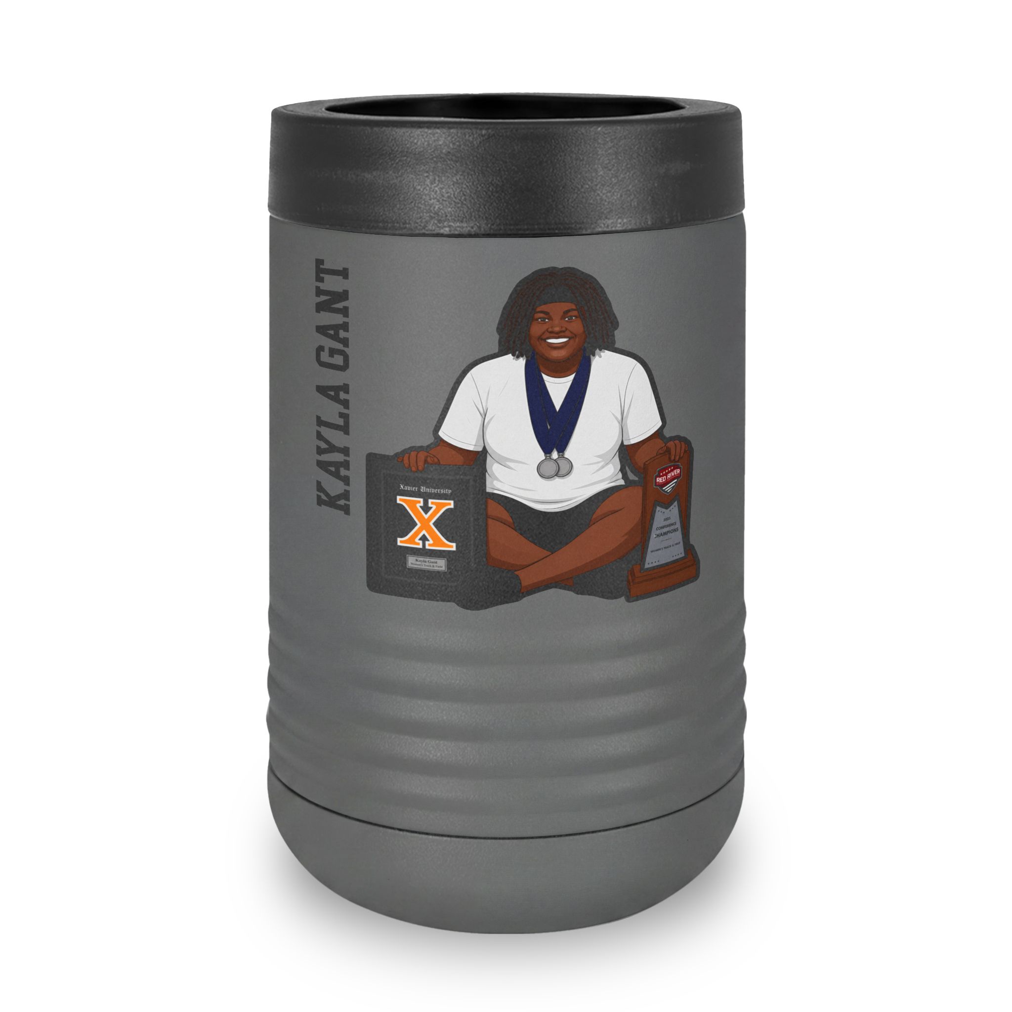 Stainless Can Cooler — character_name_vertical in Grey
