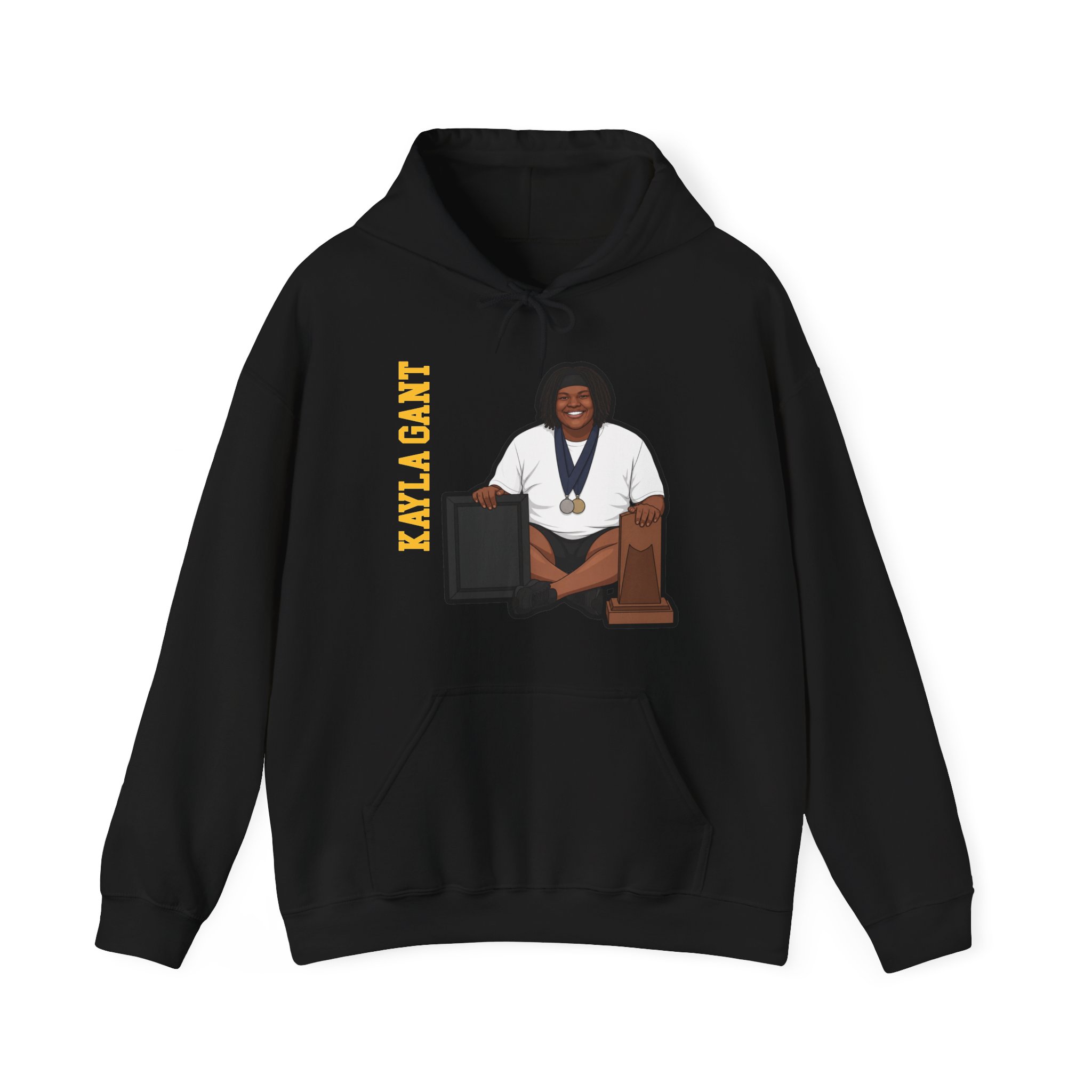 Hoodie — character_name_vertical in Black
