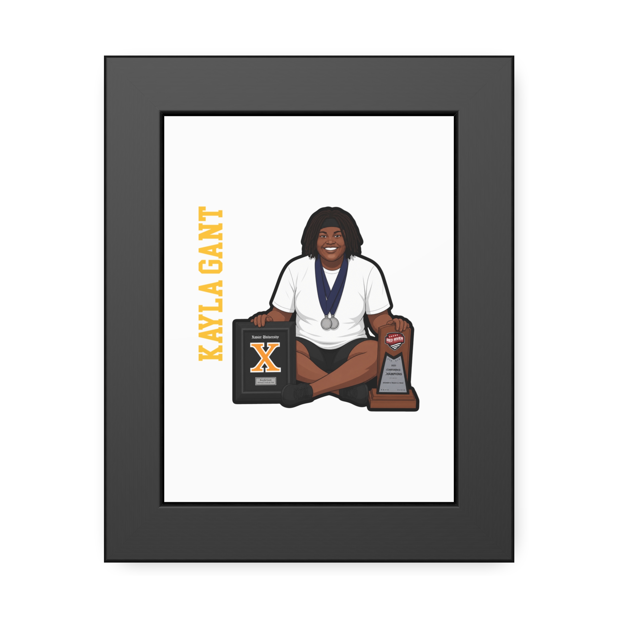 Framed Poster — character_name_vertical in Black