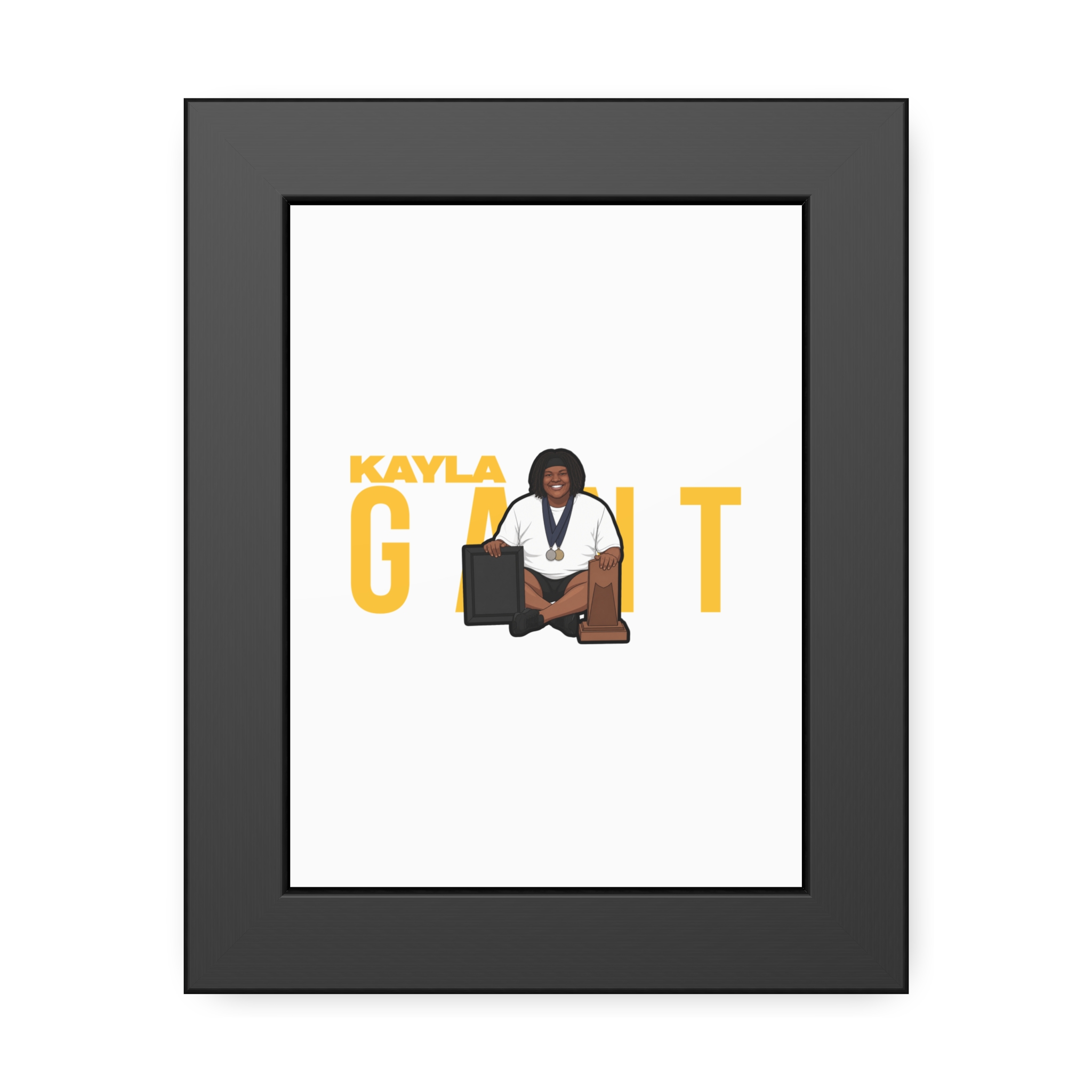 Framed Poster — character_player_name in Black