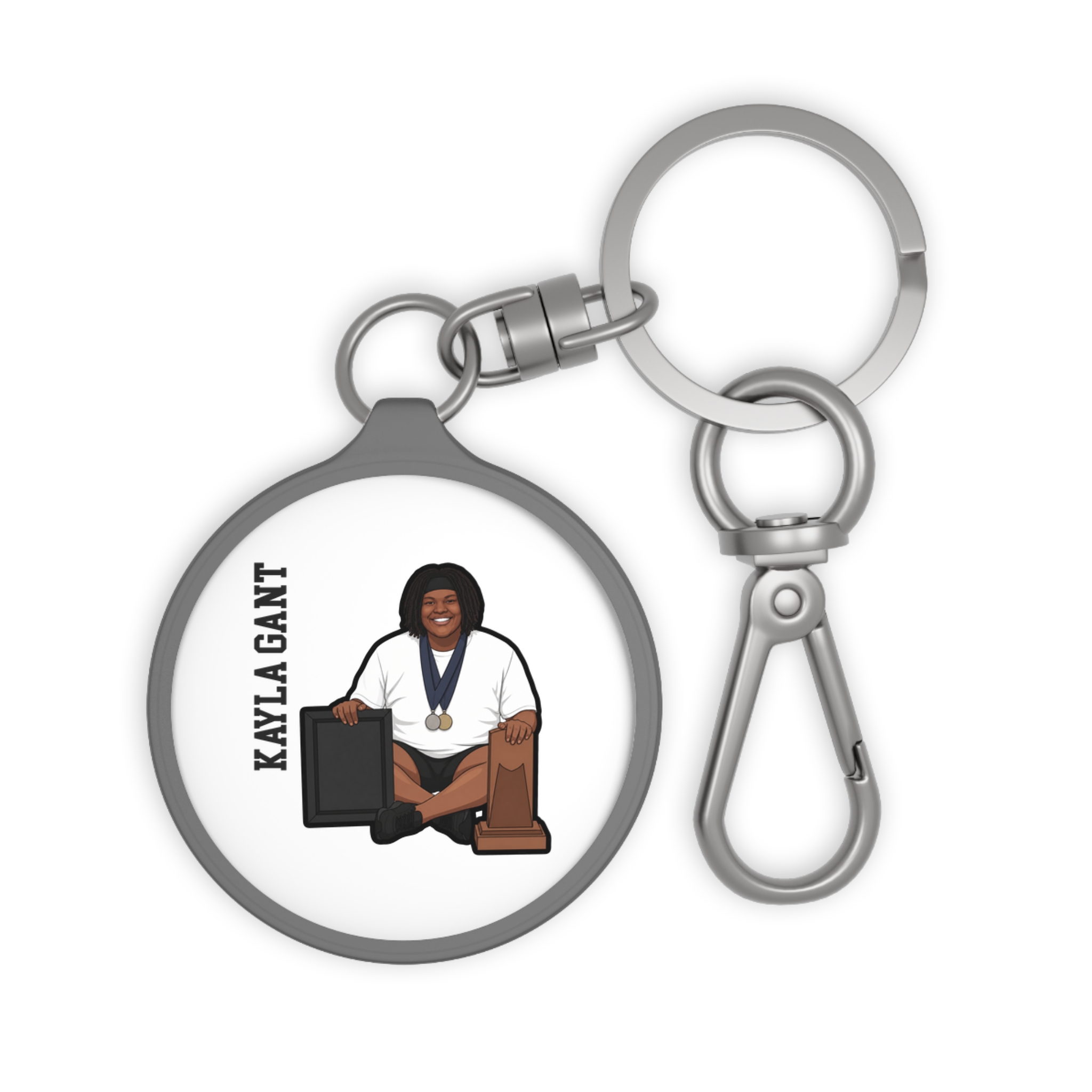 Keychain — character_name_vertical in Grey