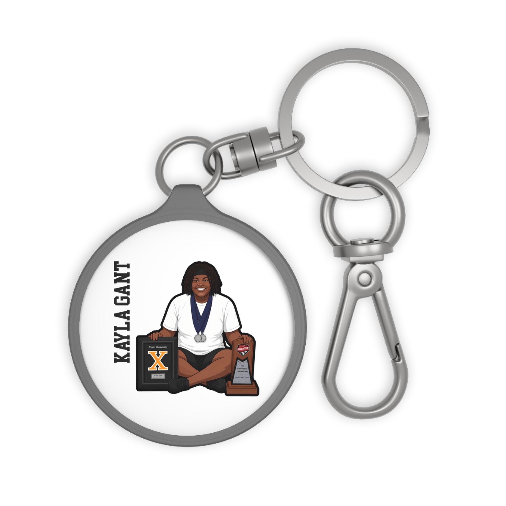Keychain — character_name_vertical in Grey
