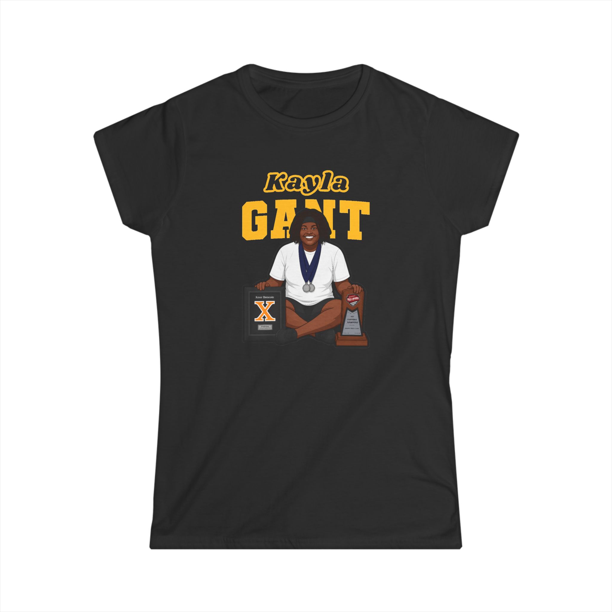 Women's Softstyle Tee — character_name_arch in Black