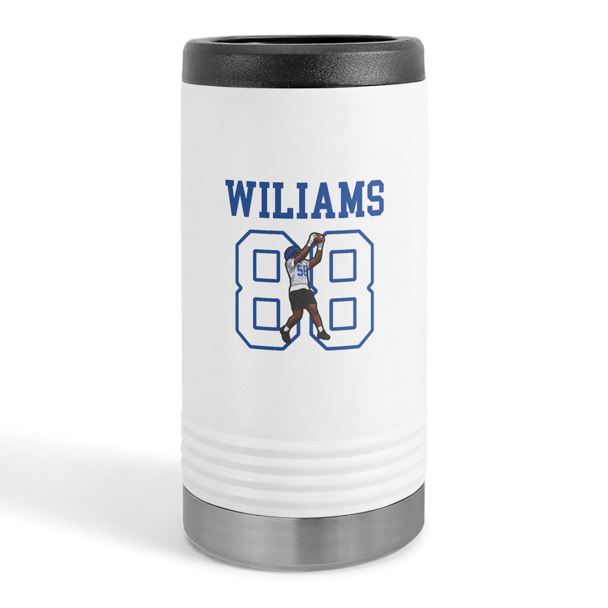 Slim Stainless Can Cooler — character_shirsey in White