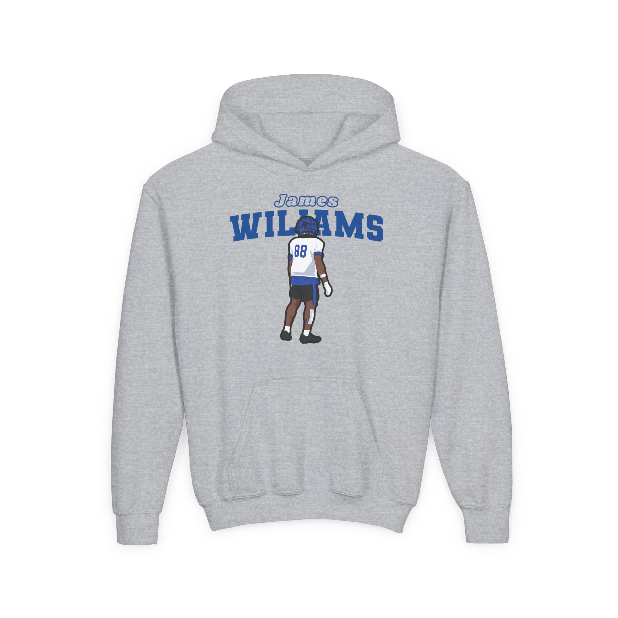 Youth Hoodie — character_name_arch in Grey