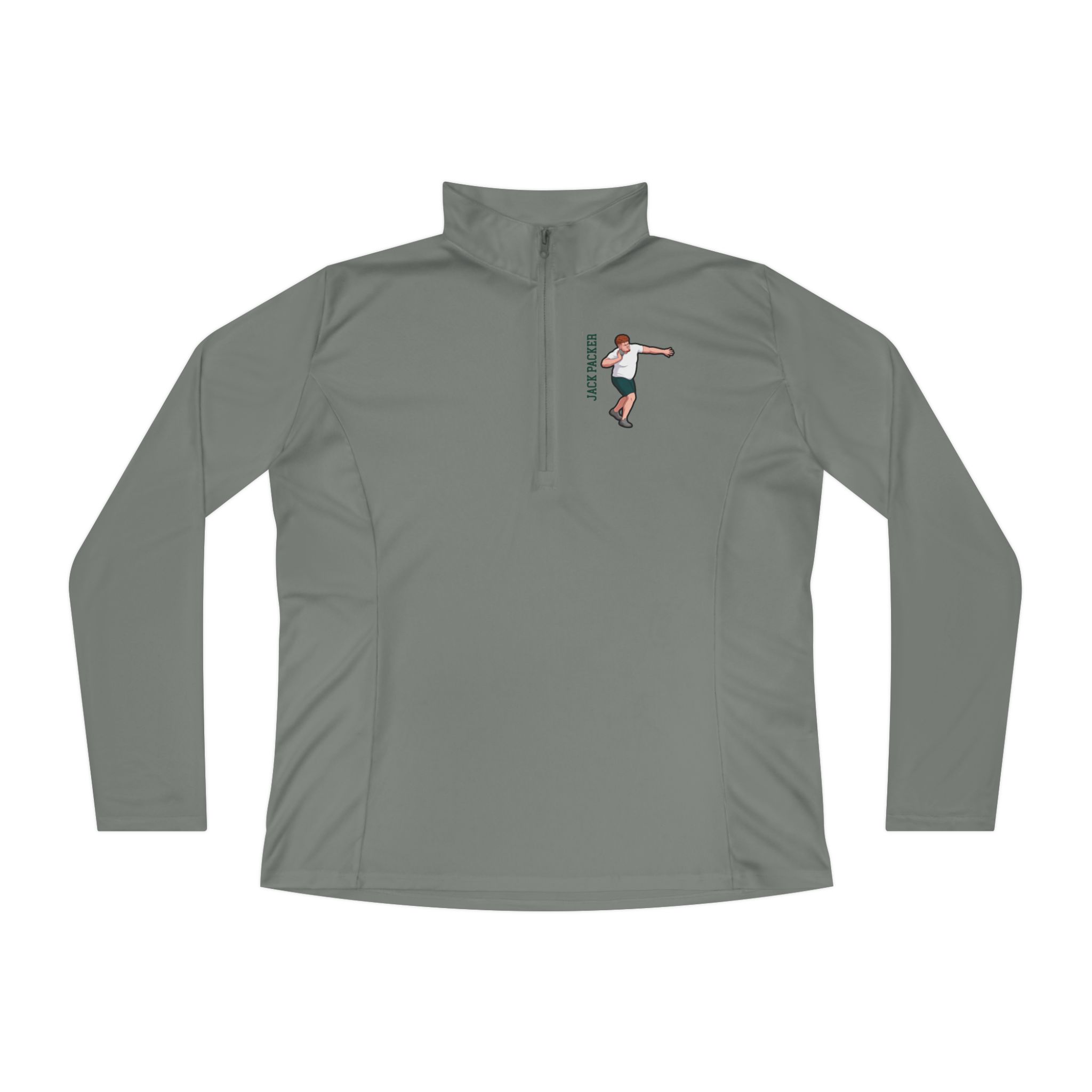 Women's Q-Zip Pullover — character_name_vertical in Grey