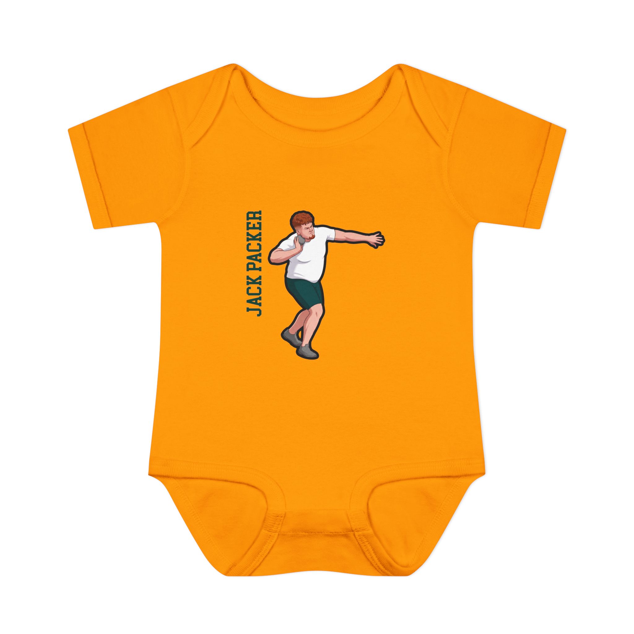Baby Onesie — character_name_vertical in Gold