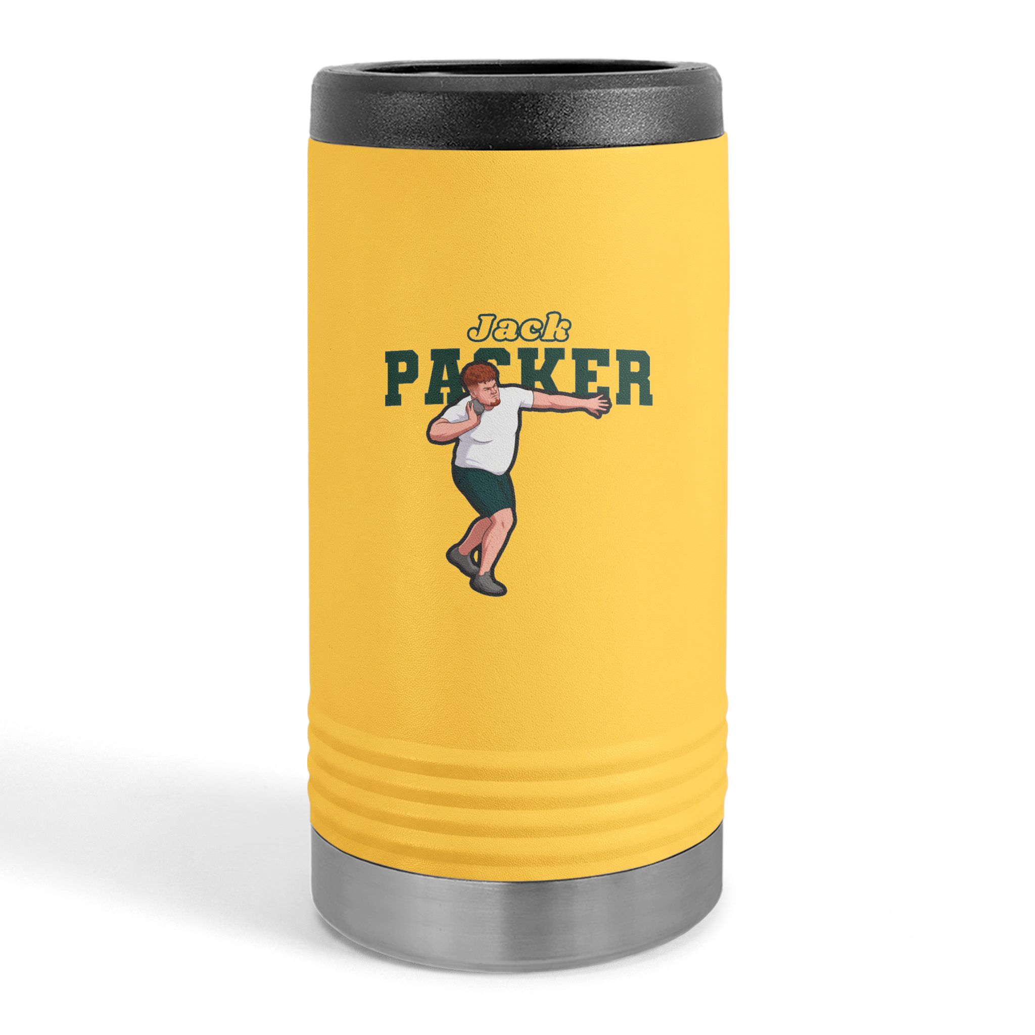 Slim Stainless Can Cooler — character_name_arch in Yellow