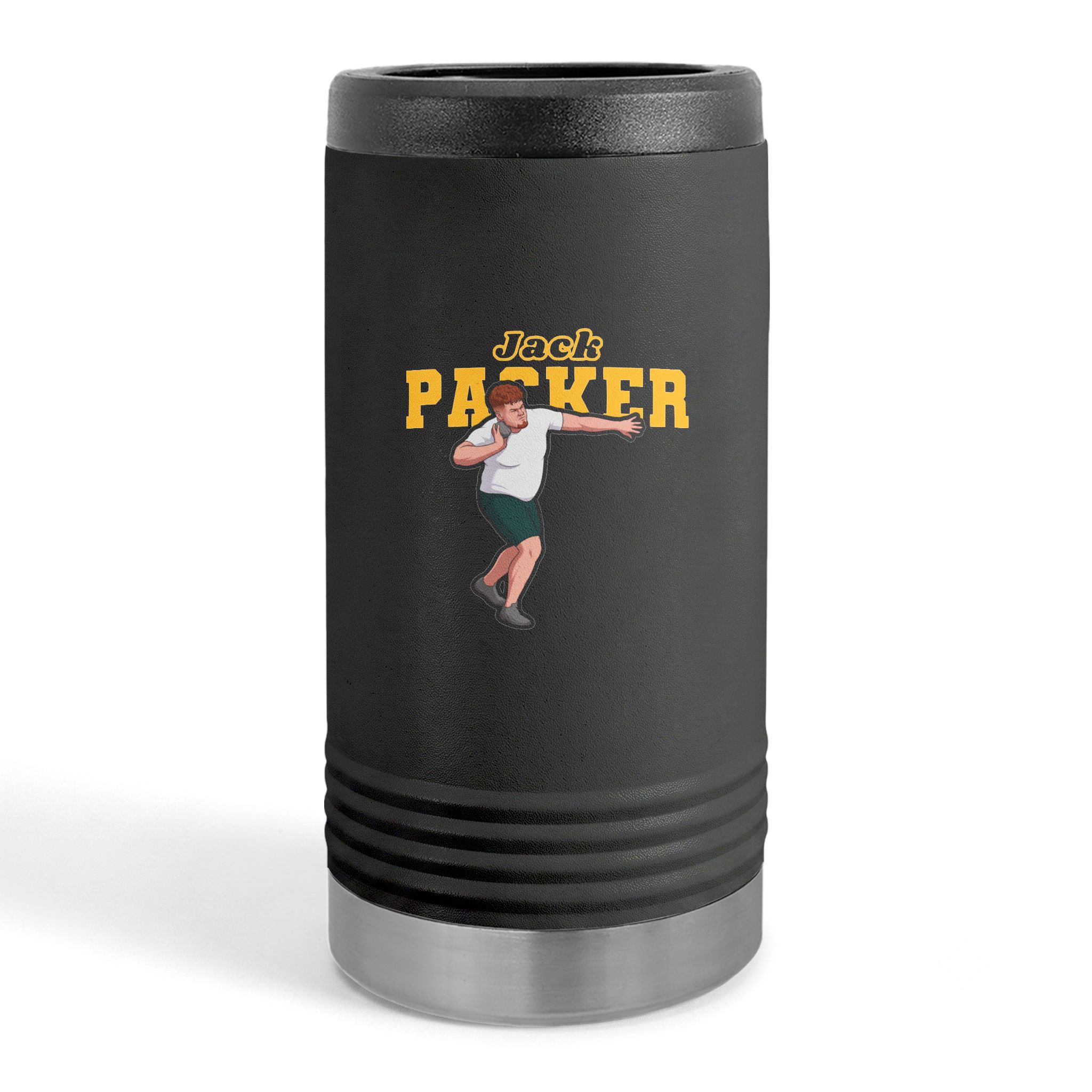 Slim Stainless Can Cooler — character_name_arch in Black