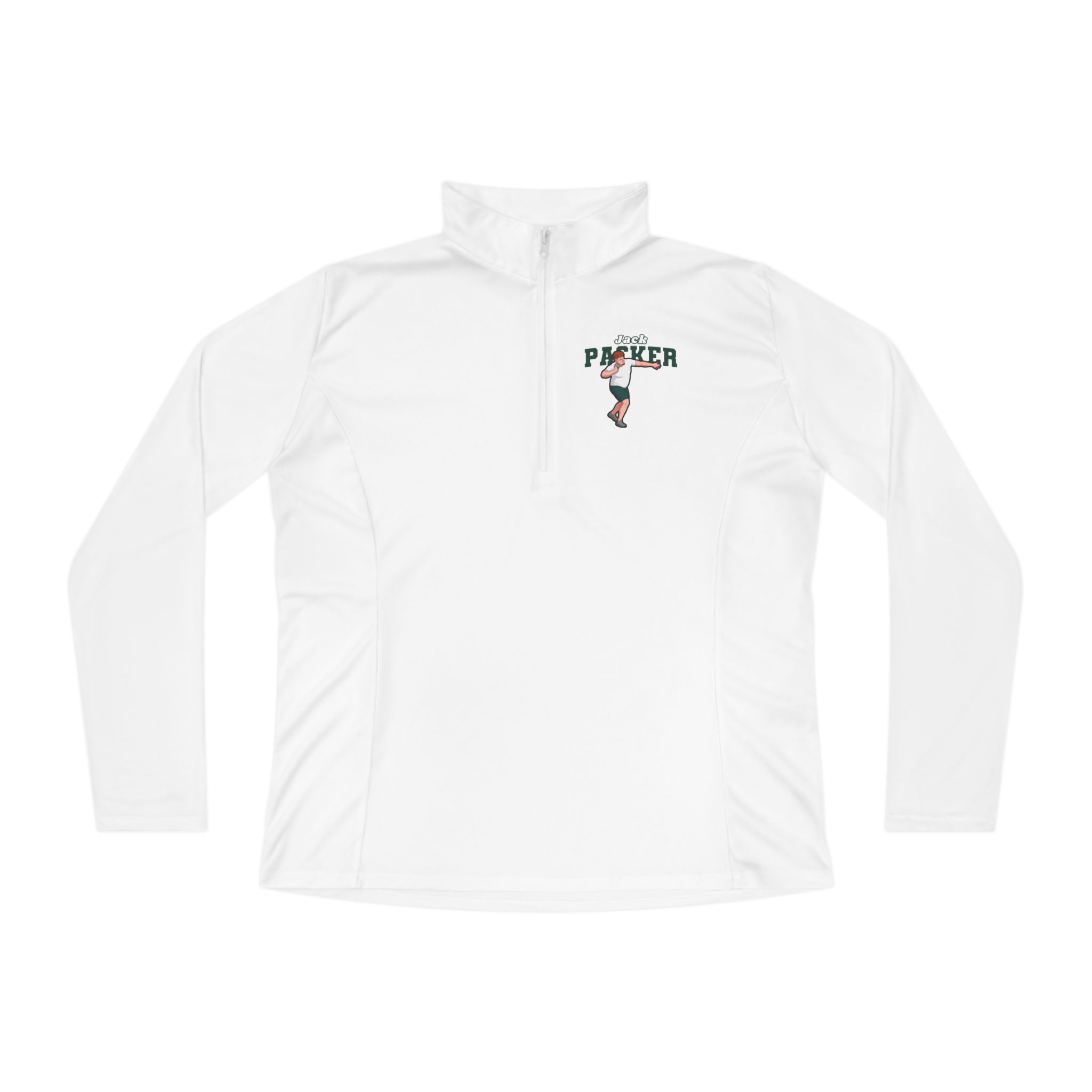 Women's Q-Zip Pullover — character_name_arch in White