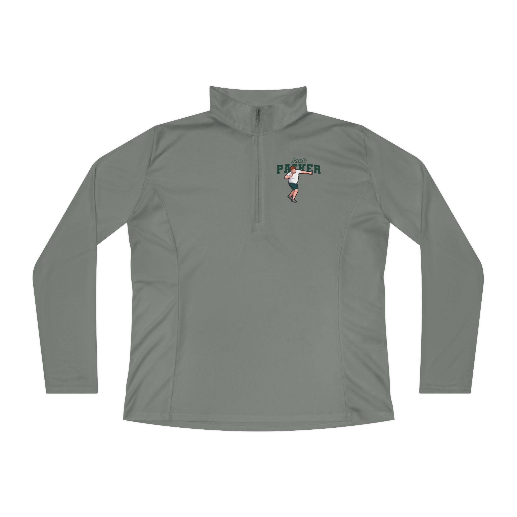Women's Q-Zip Pullover — character_name_arch in Grey