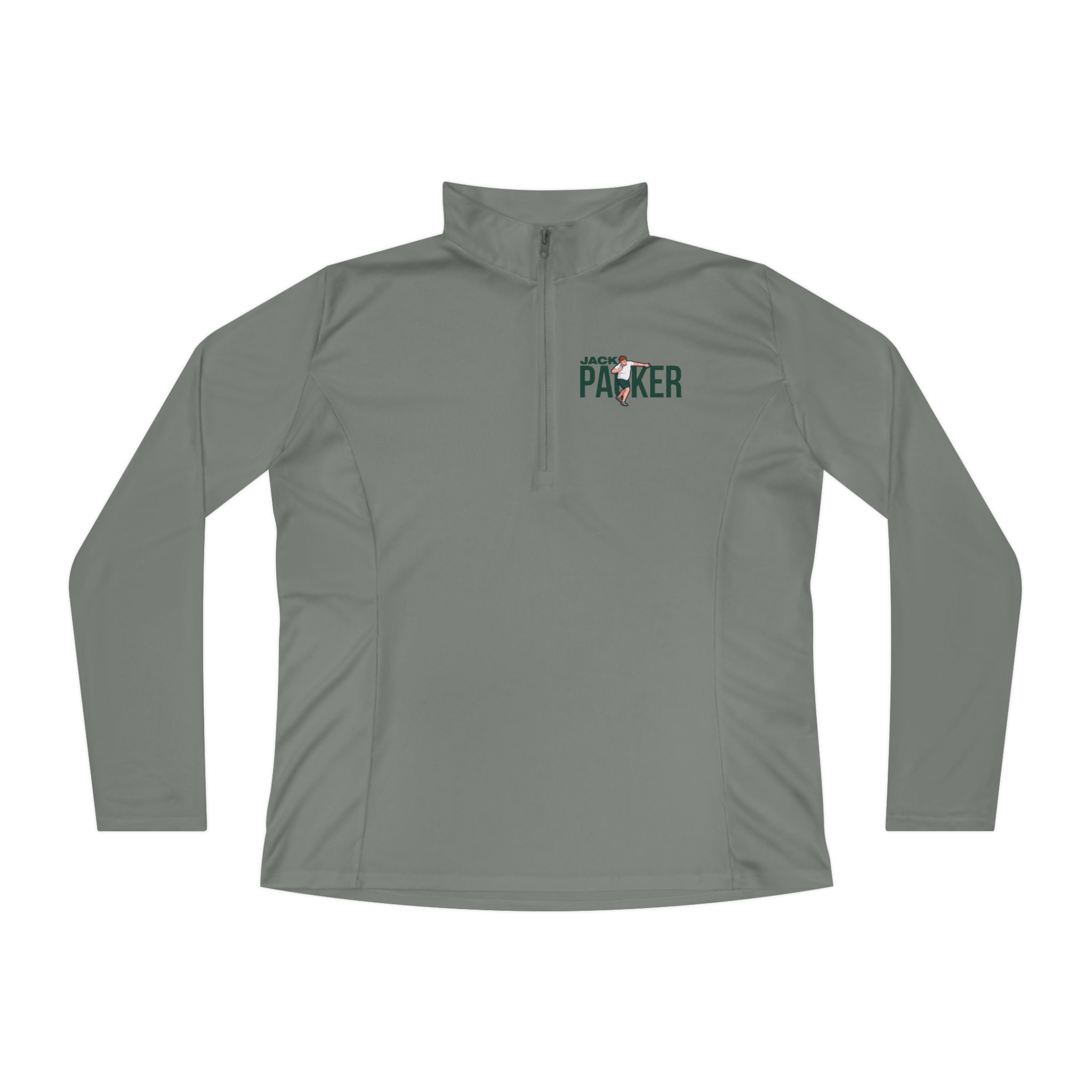 Women's Q-Zip Pullover — character_player_name in Grey