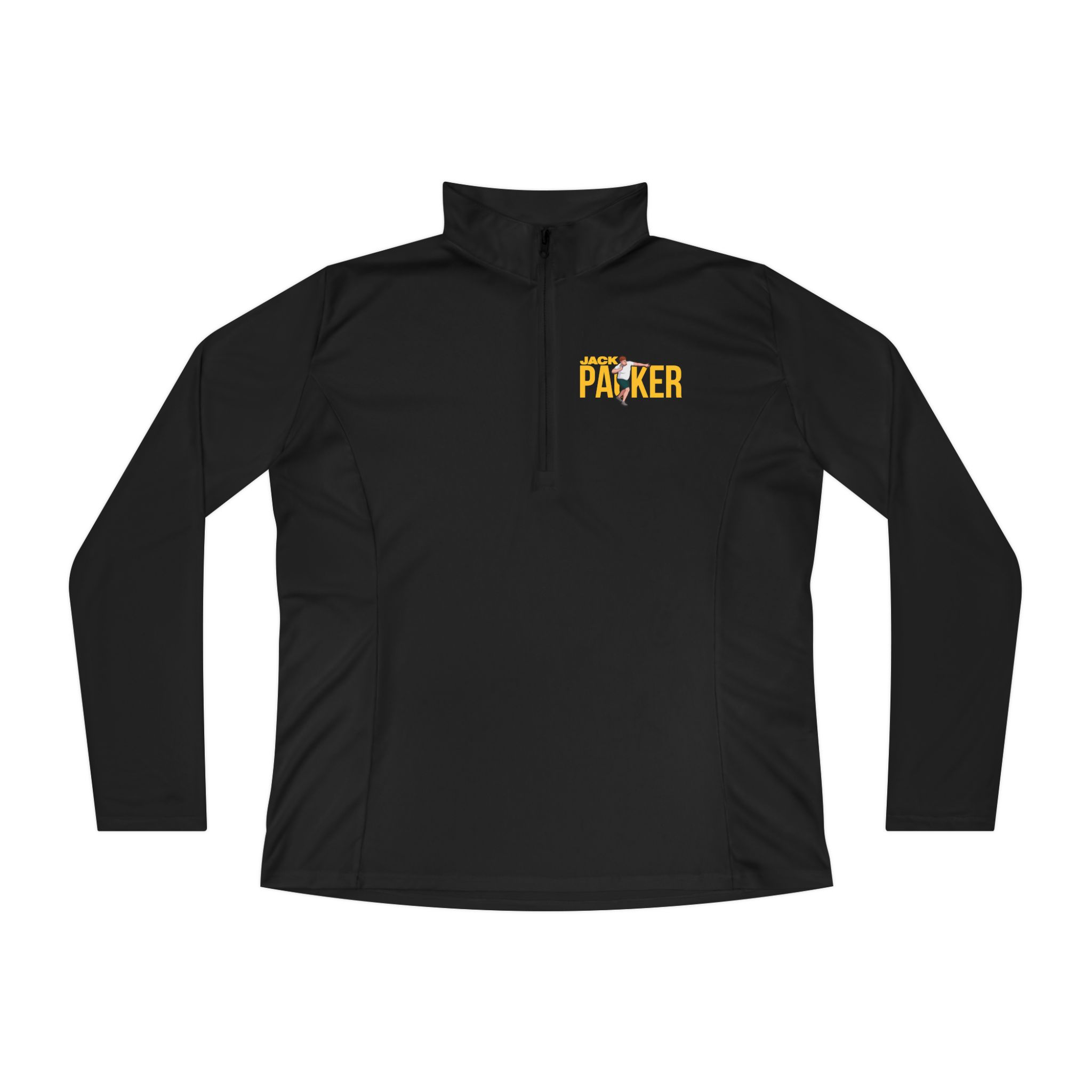 Women's Q-Zip Pullover — character_player_name in Black