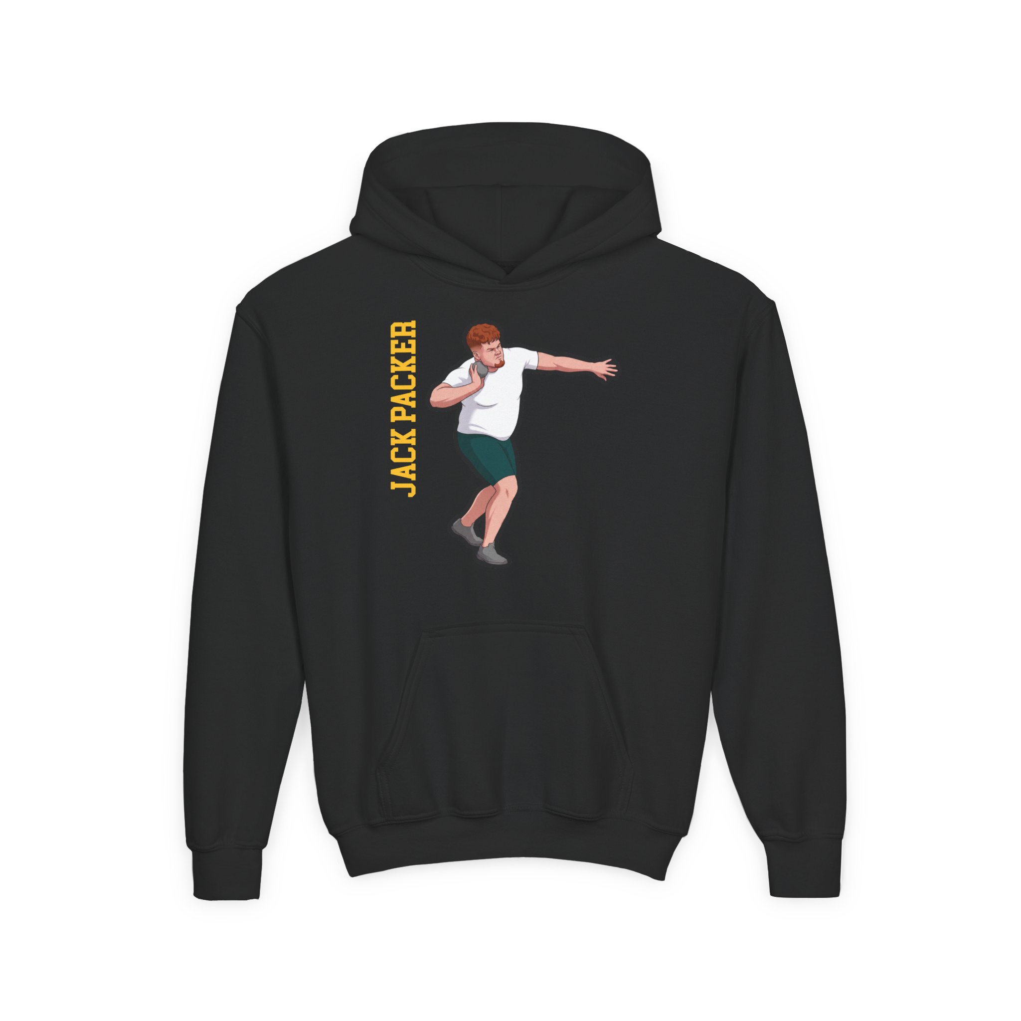 Youth Hoodie — character_name_vertical in Black