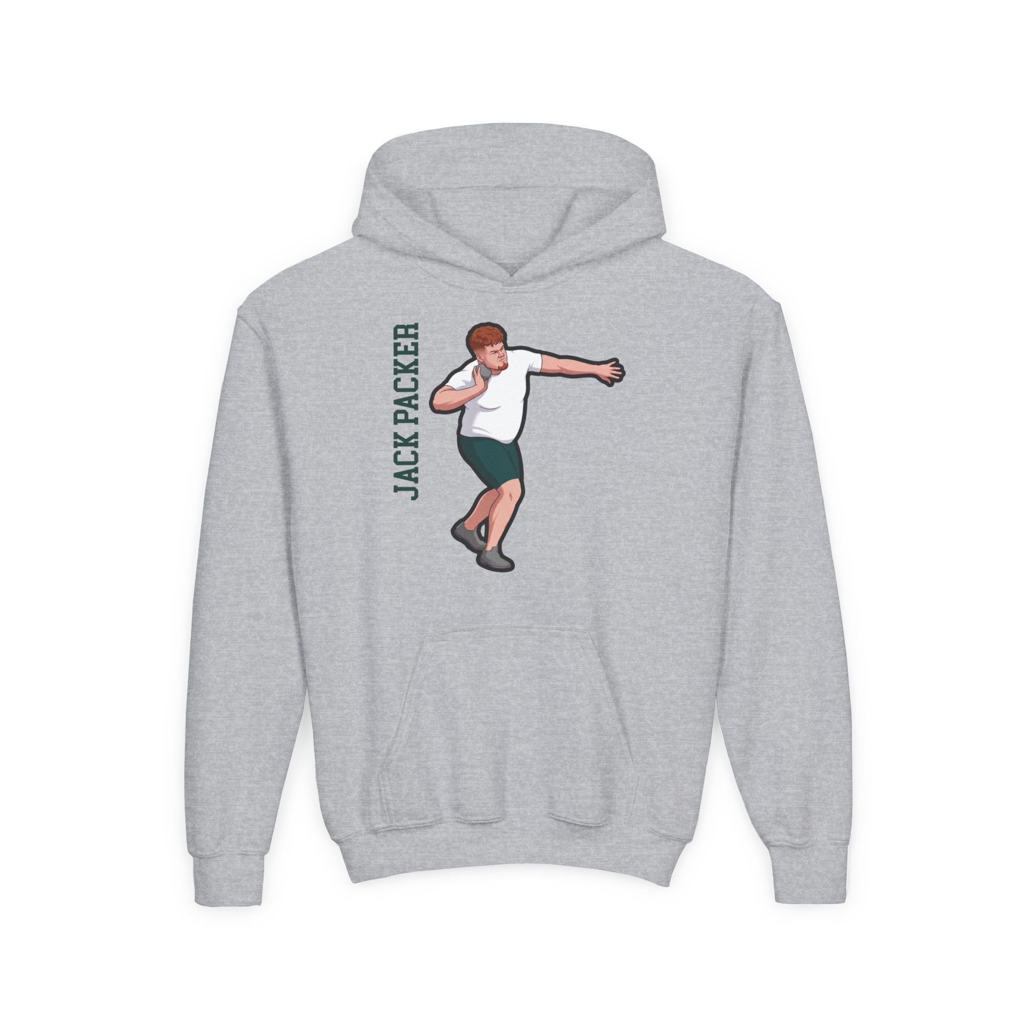 Youth Hoodie — character_name_vertical in Grey
