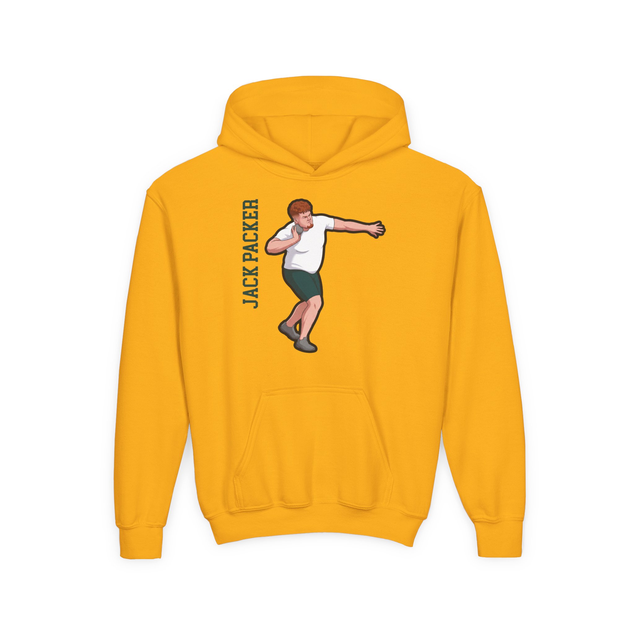Youth Hoodie — character_name_vertical in Gold