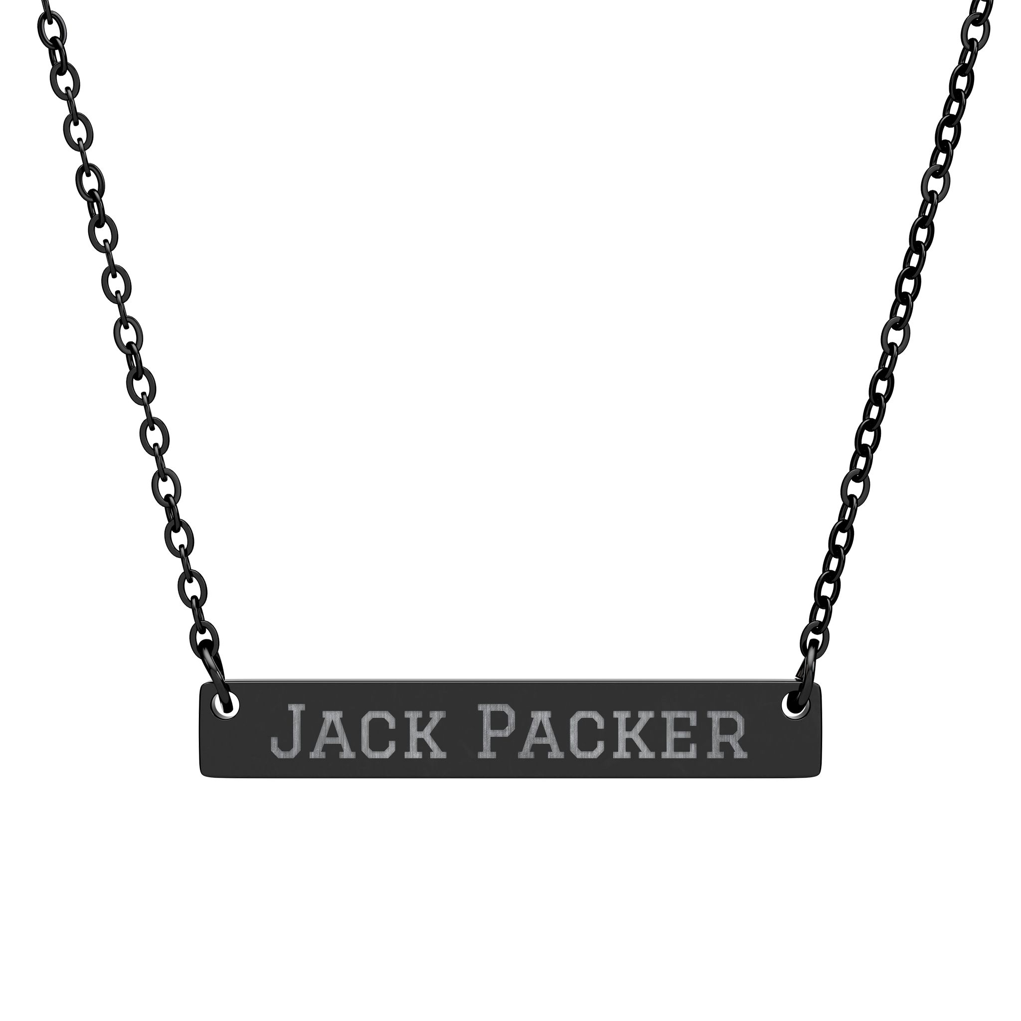 Engraved Bar Necklace — Classic in Black