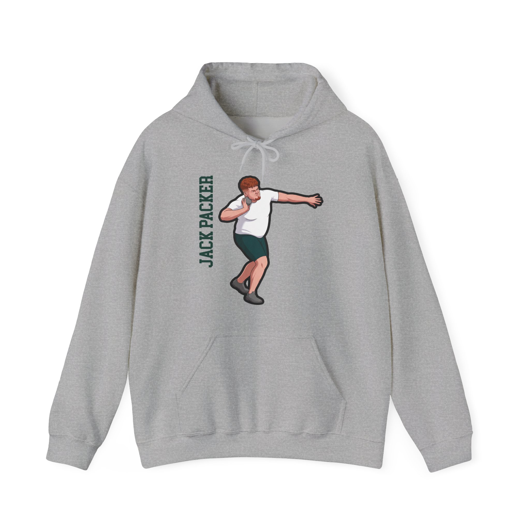 Hoodie — character_name_vertical in Grey