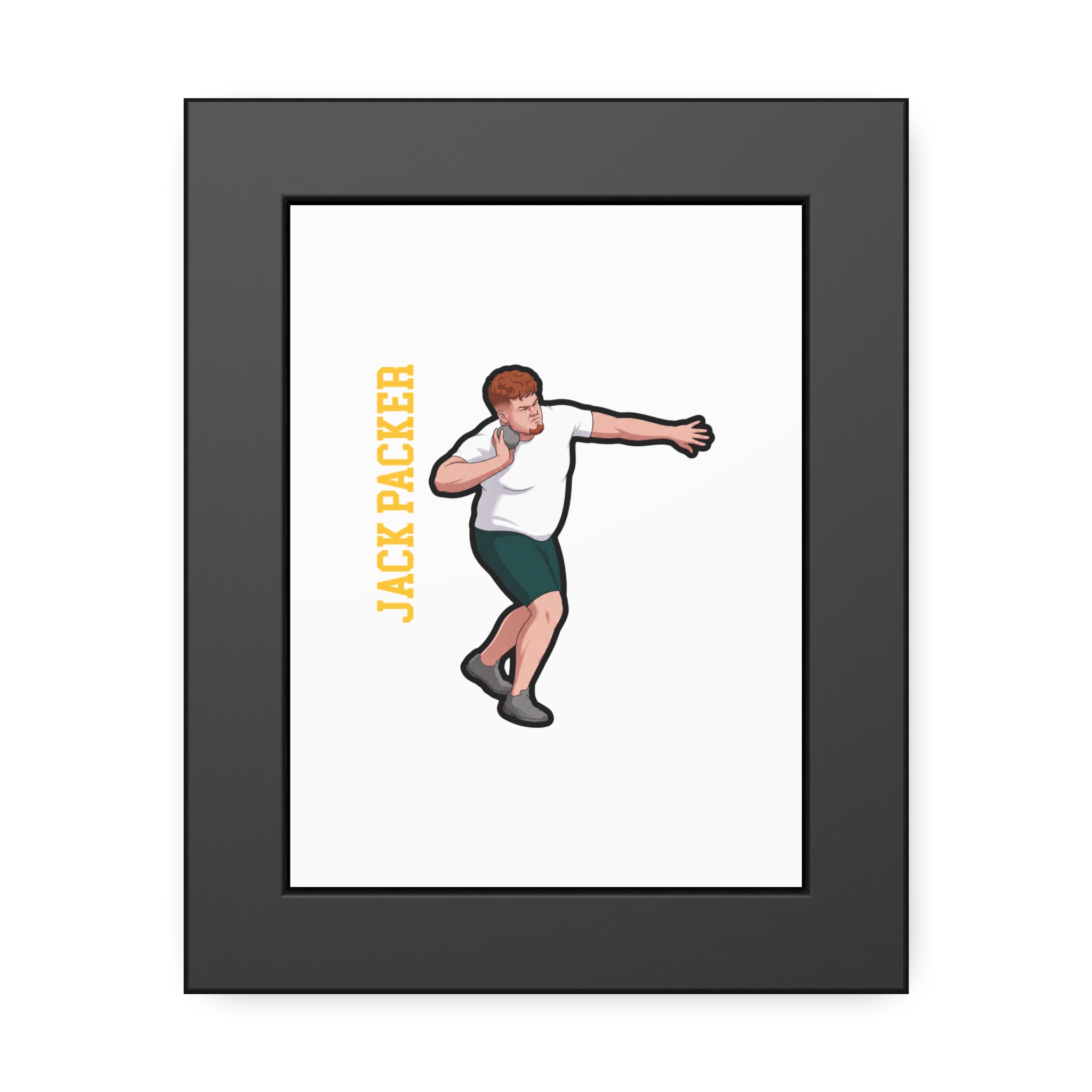 Framed Poster — character_name_vertical in Black