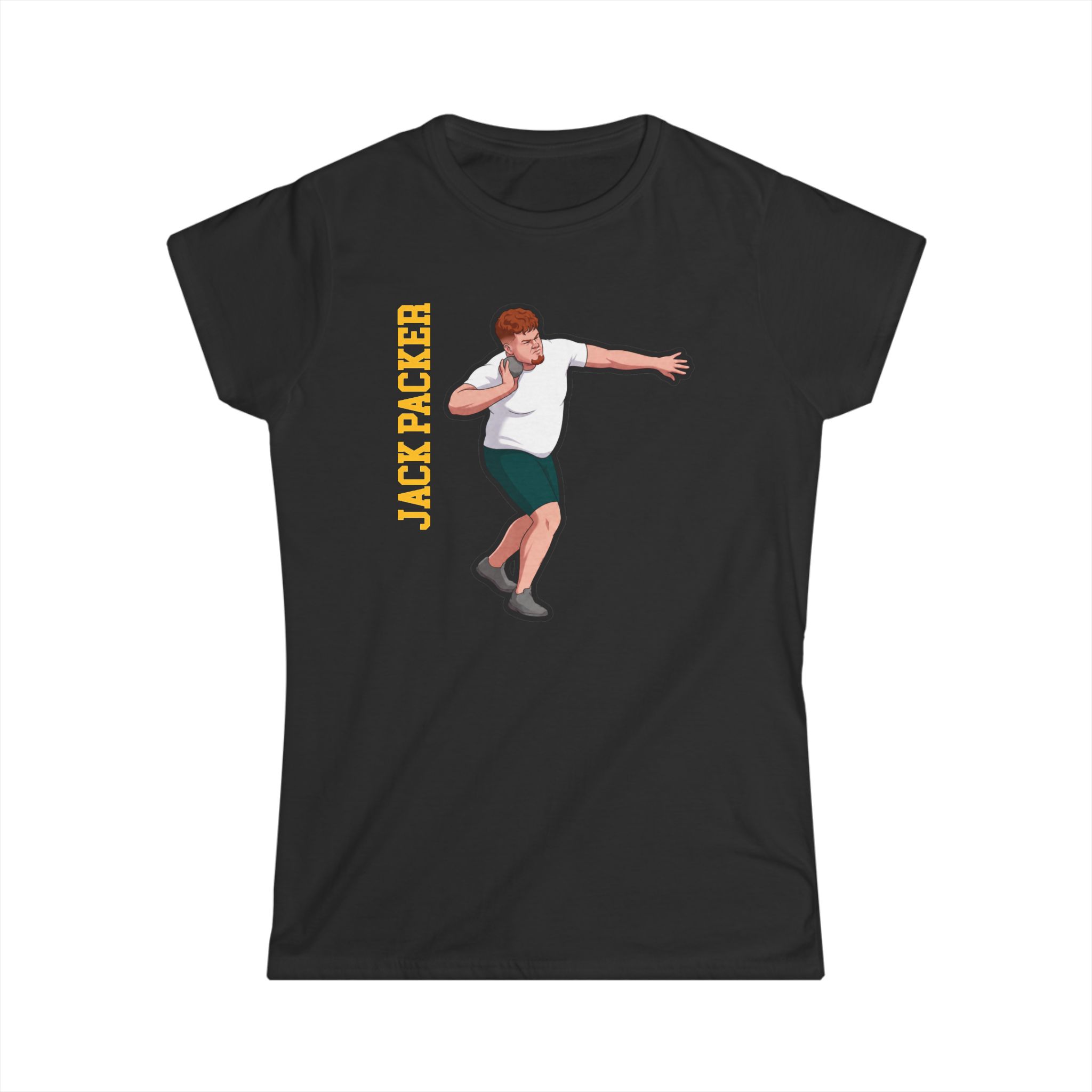 Women's Softstyle Tee — character_name_vertical in Black