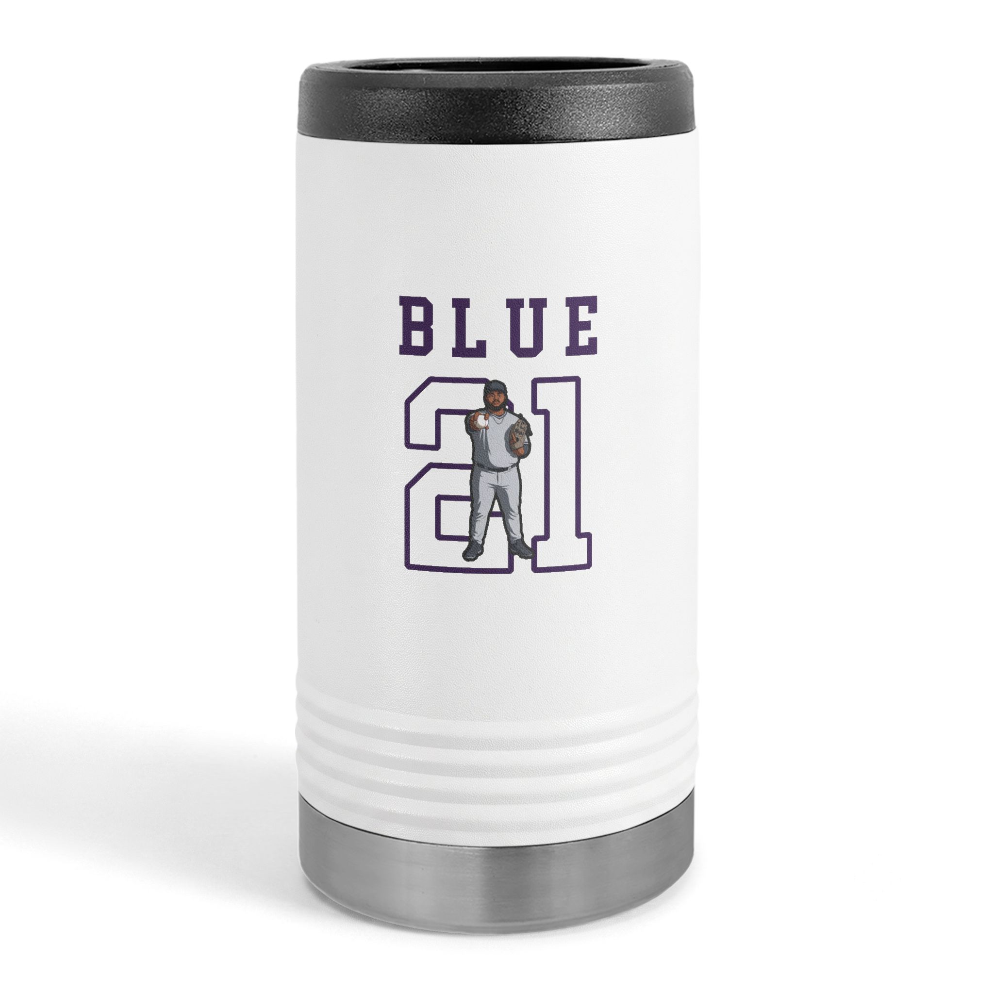 Slim Stainless Can Cooler — character_shirsey in White