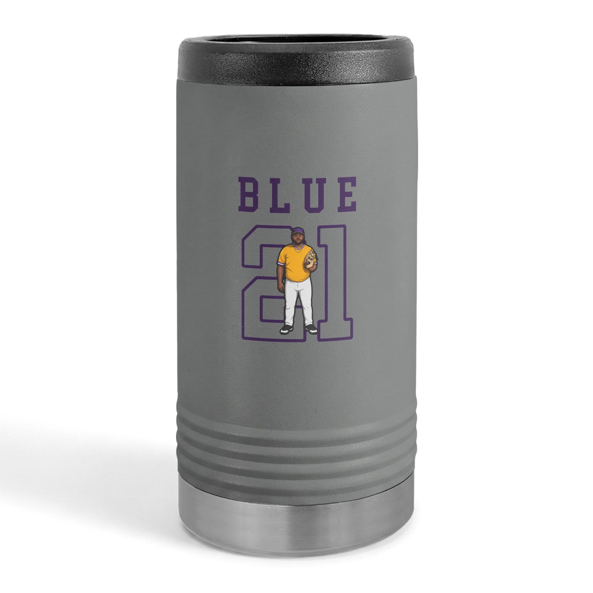 Slim Stainless Can Cooler — character_shirsey in Grey