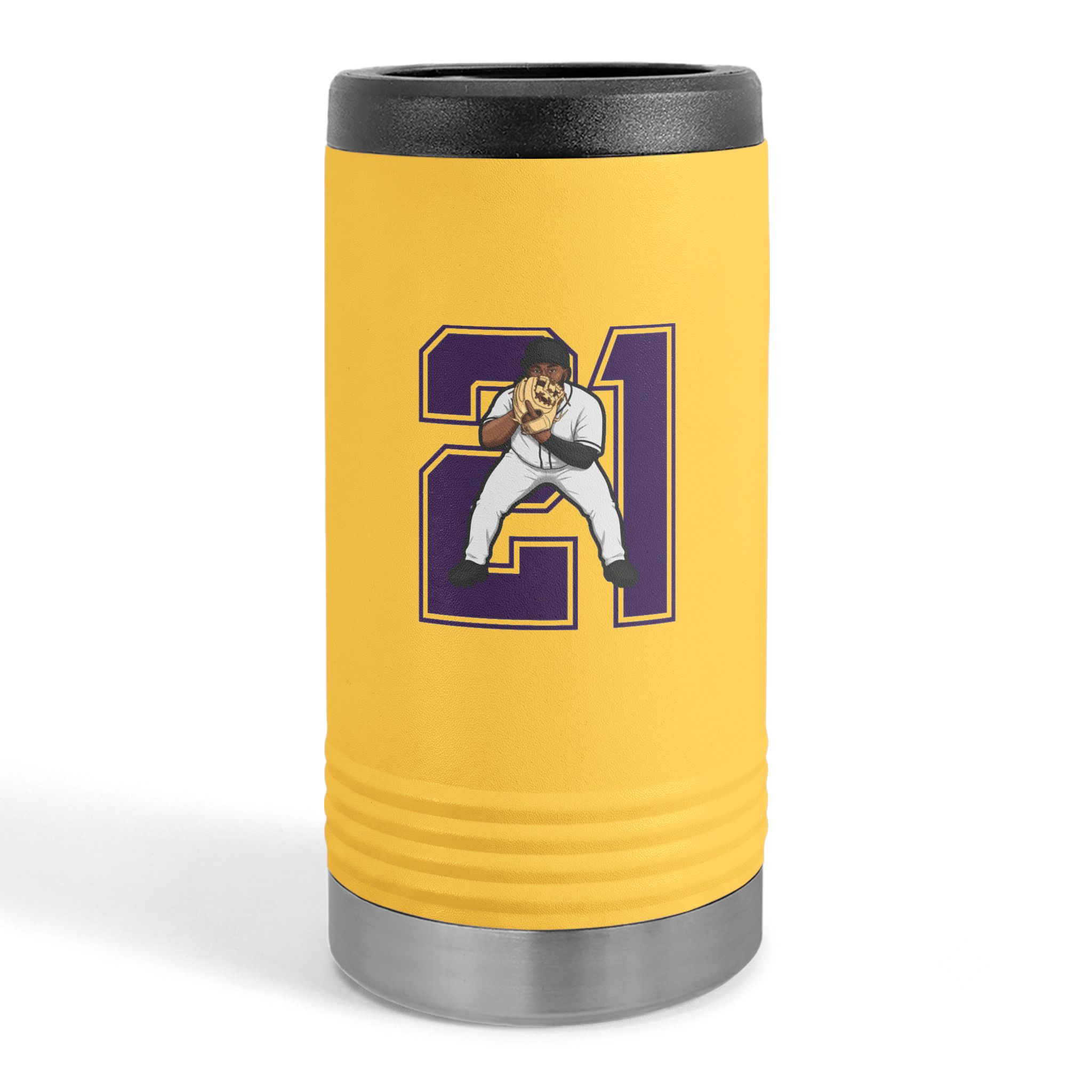 Slim Stainless Can Cooler — character_number in Yellow