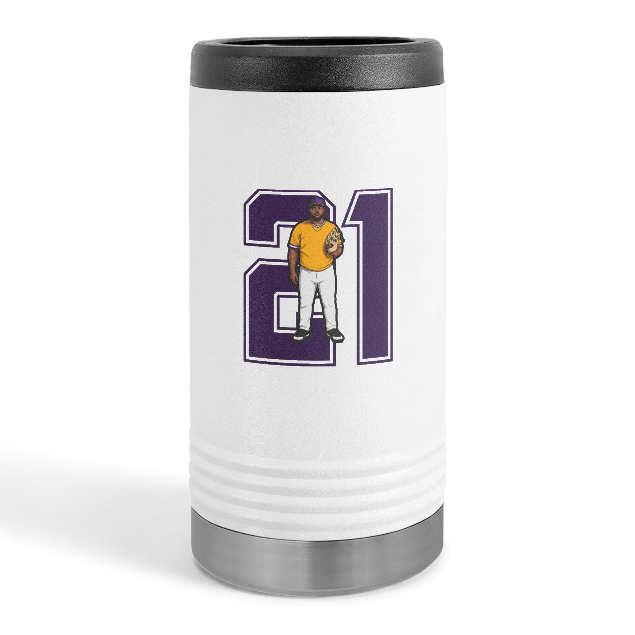 Slim Stainless Can Cooler — character_number in White