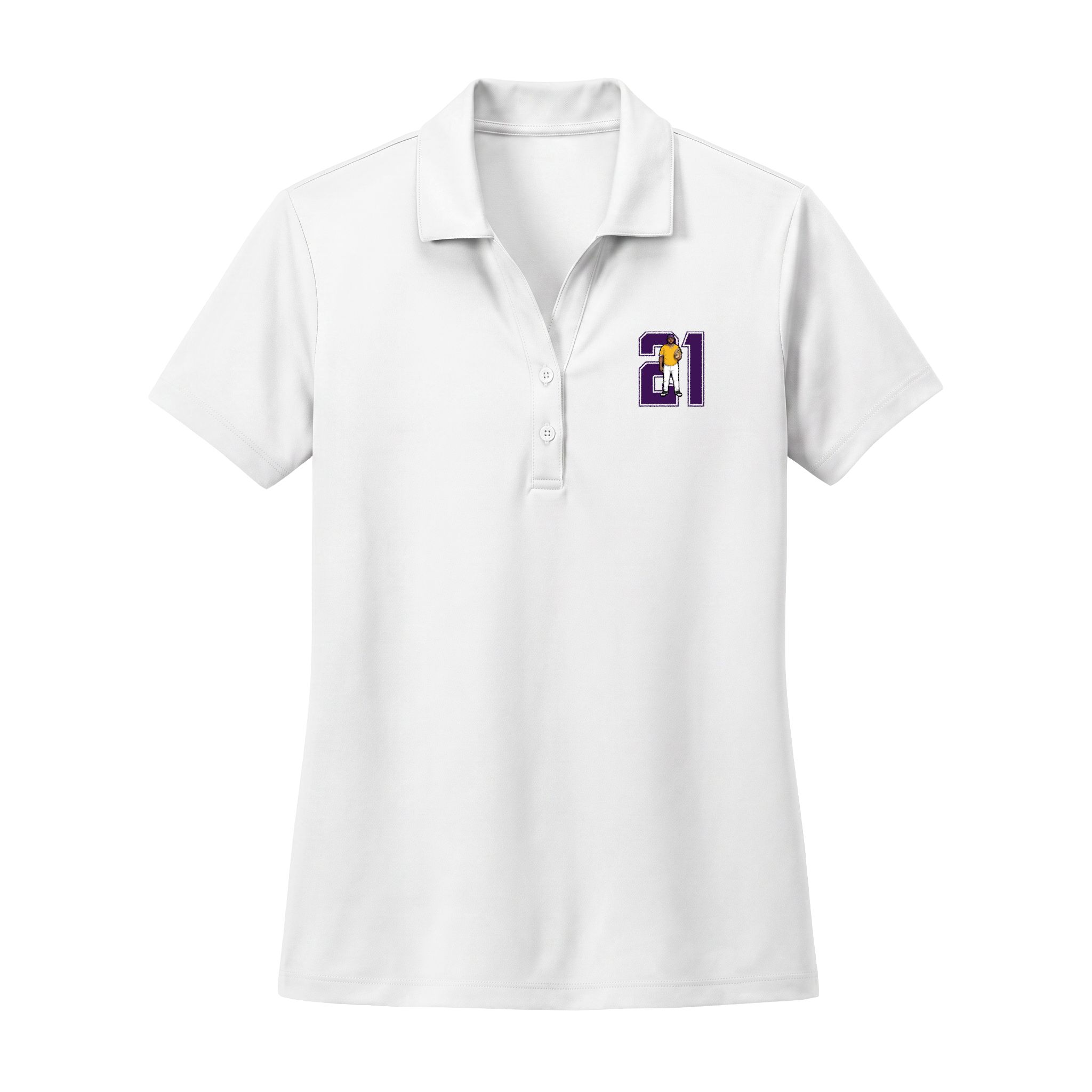 Women's Polo — character_number in White