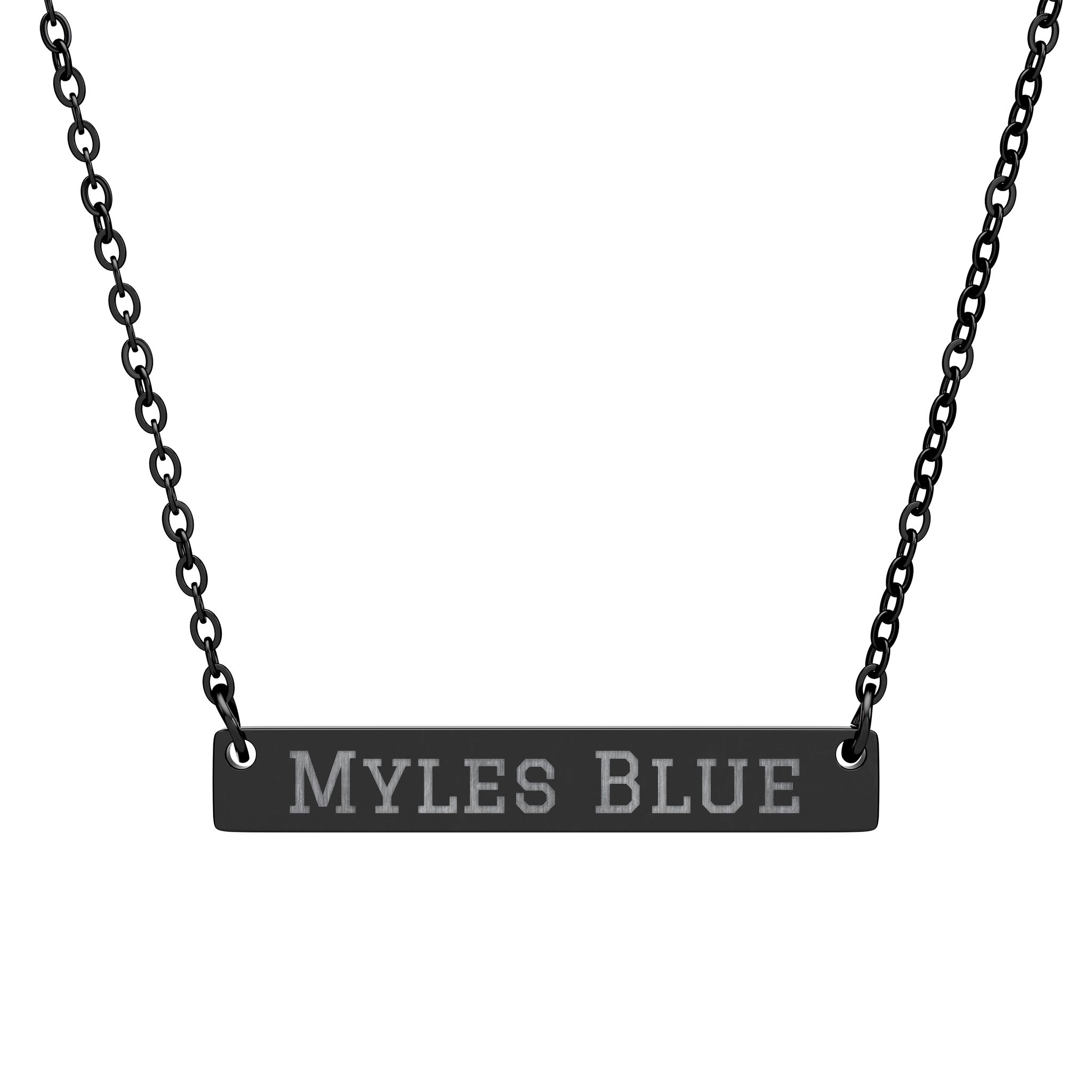 Engraved Bar Necklace — Classic in Black