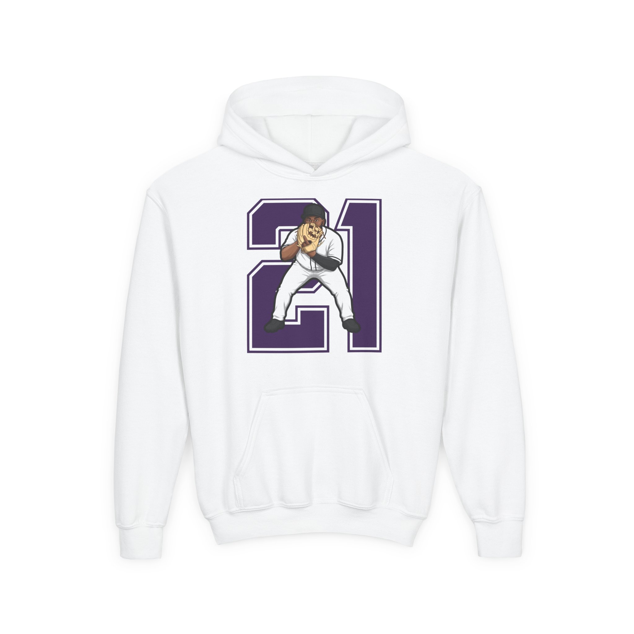 Youth Hoodie — character_number in White