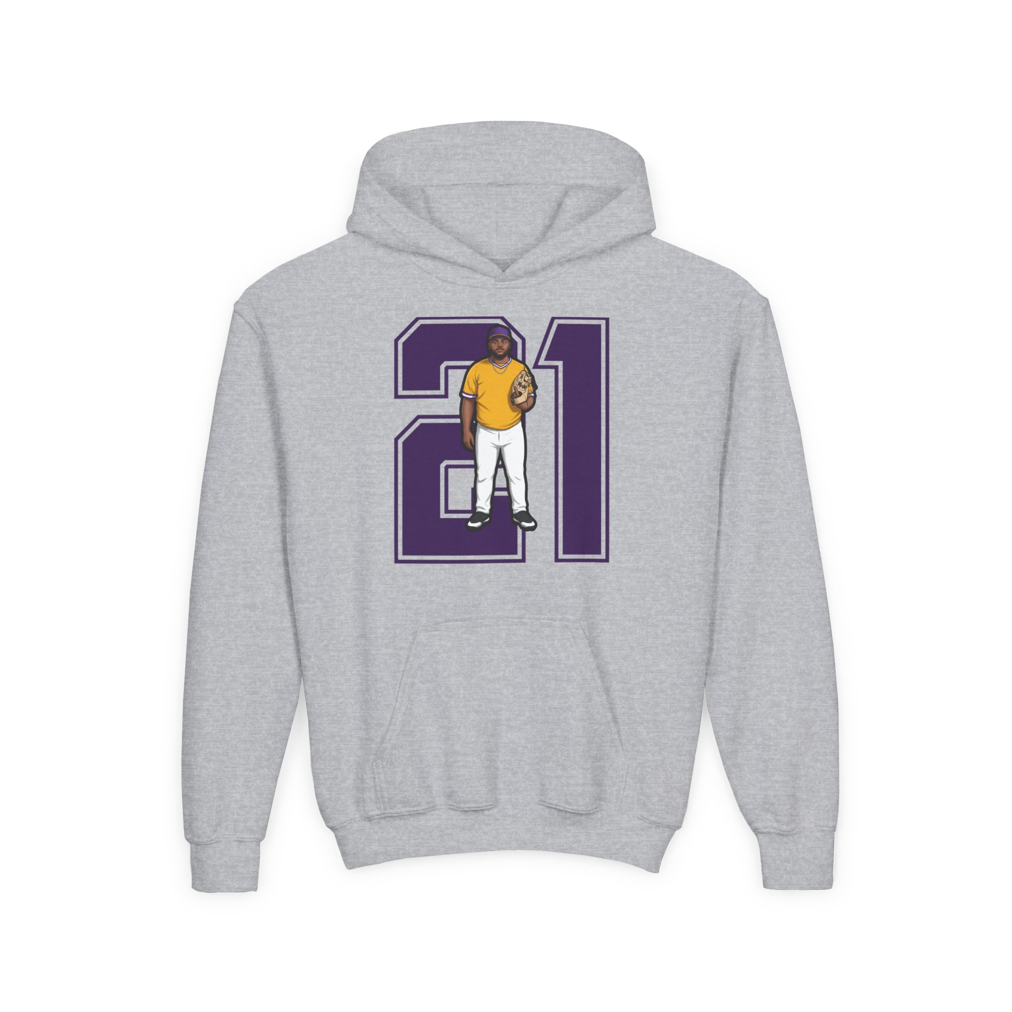 Youth Hoodie — character_number in Grey