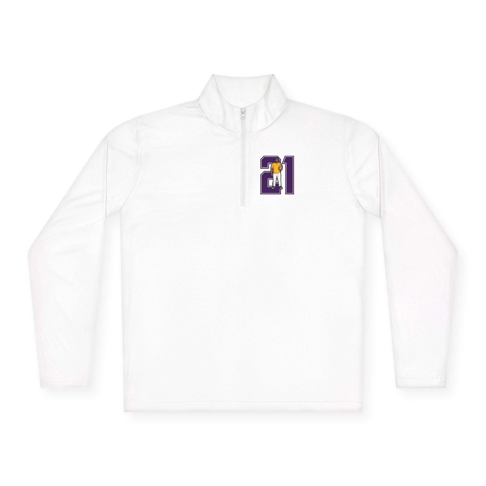 Q-Zip Pullover — character_number in White