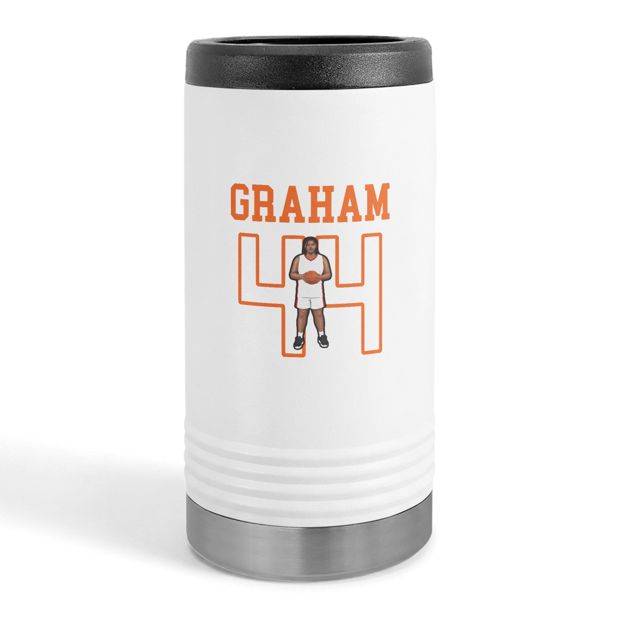 Slim Stainless Can Cooler — character_shirsey in White