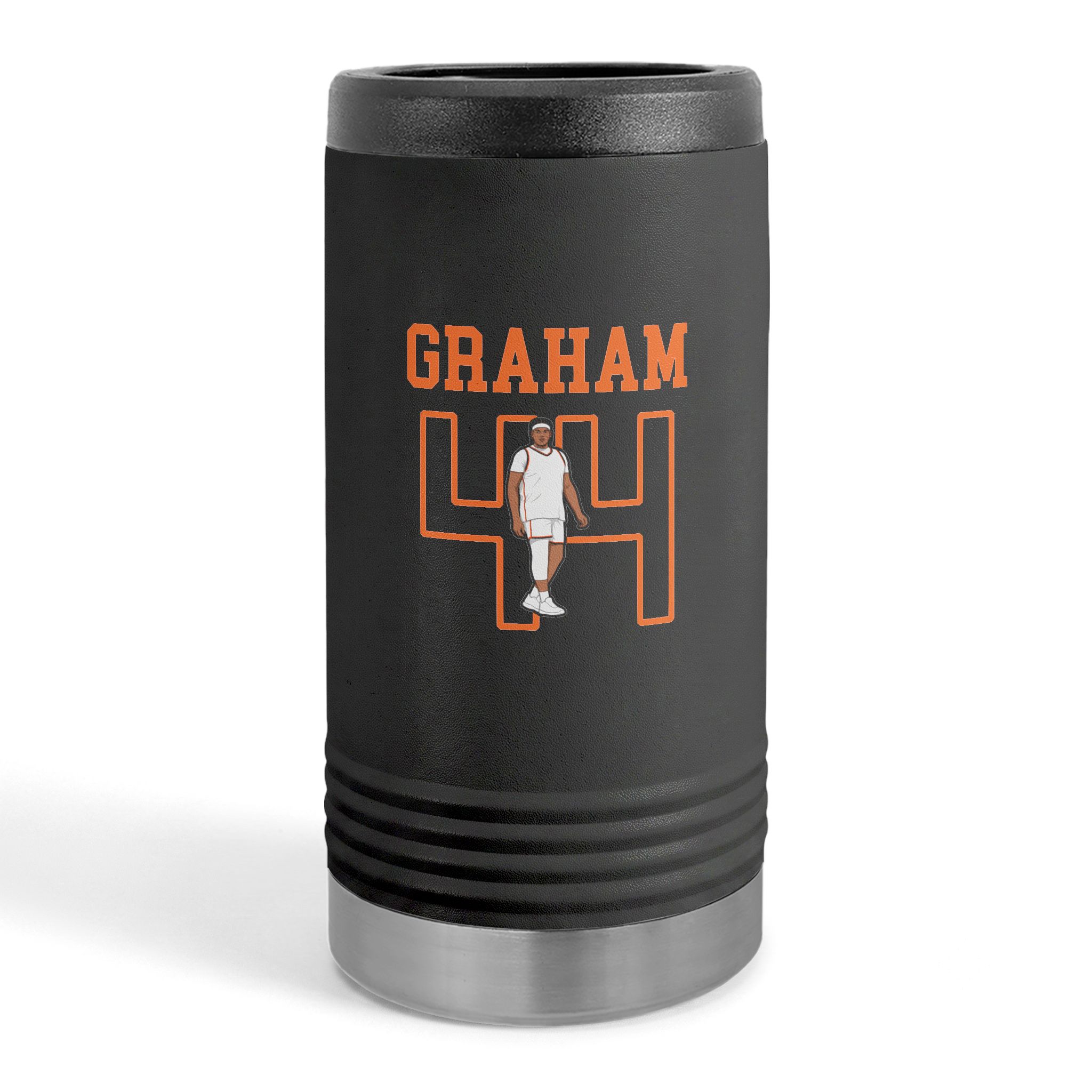 Slim Stainless Can Cooler — character_shirsey in Black