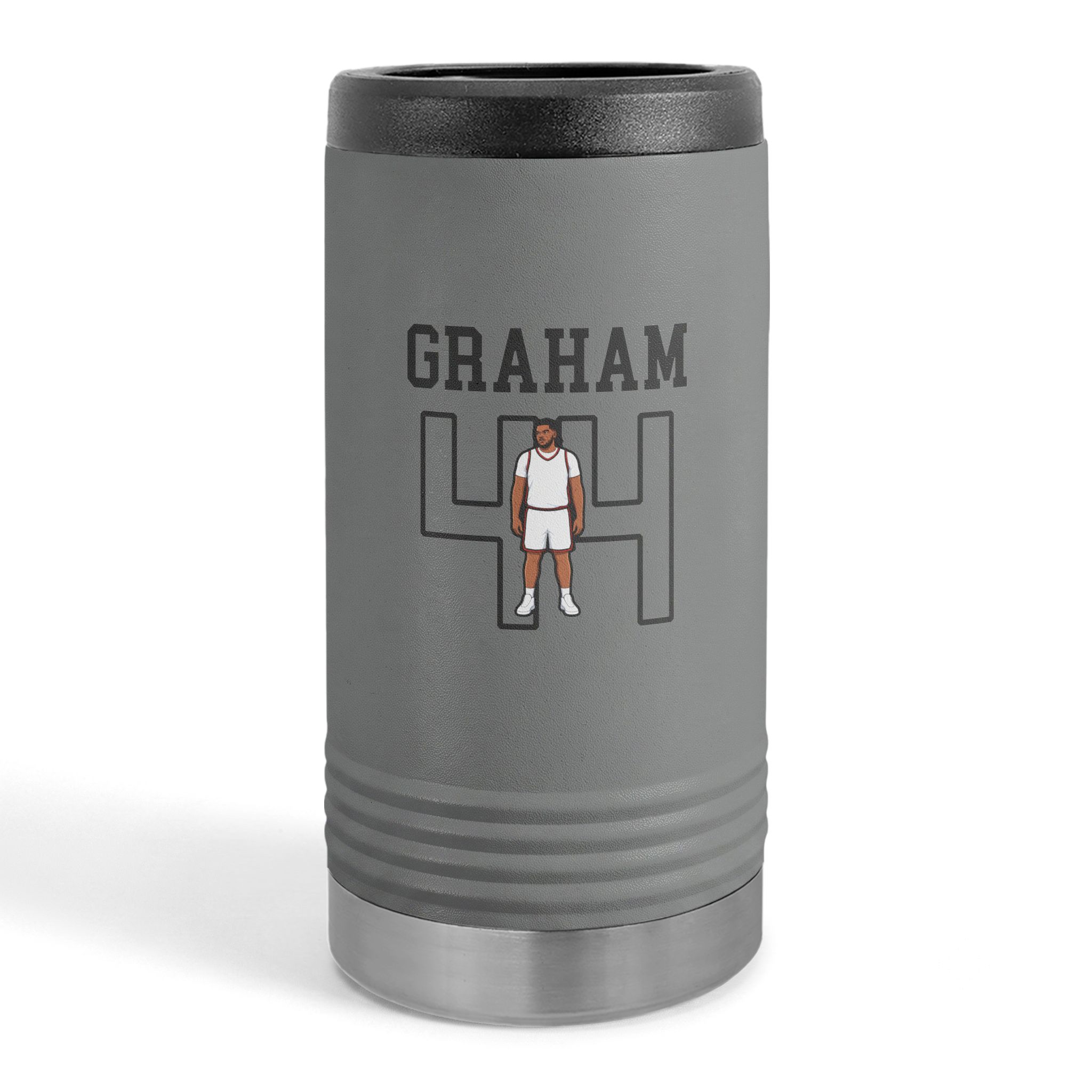 Slim Stainless Can Cooler — character_shirsey in Grey