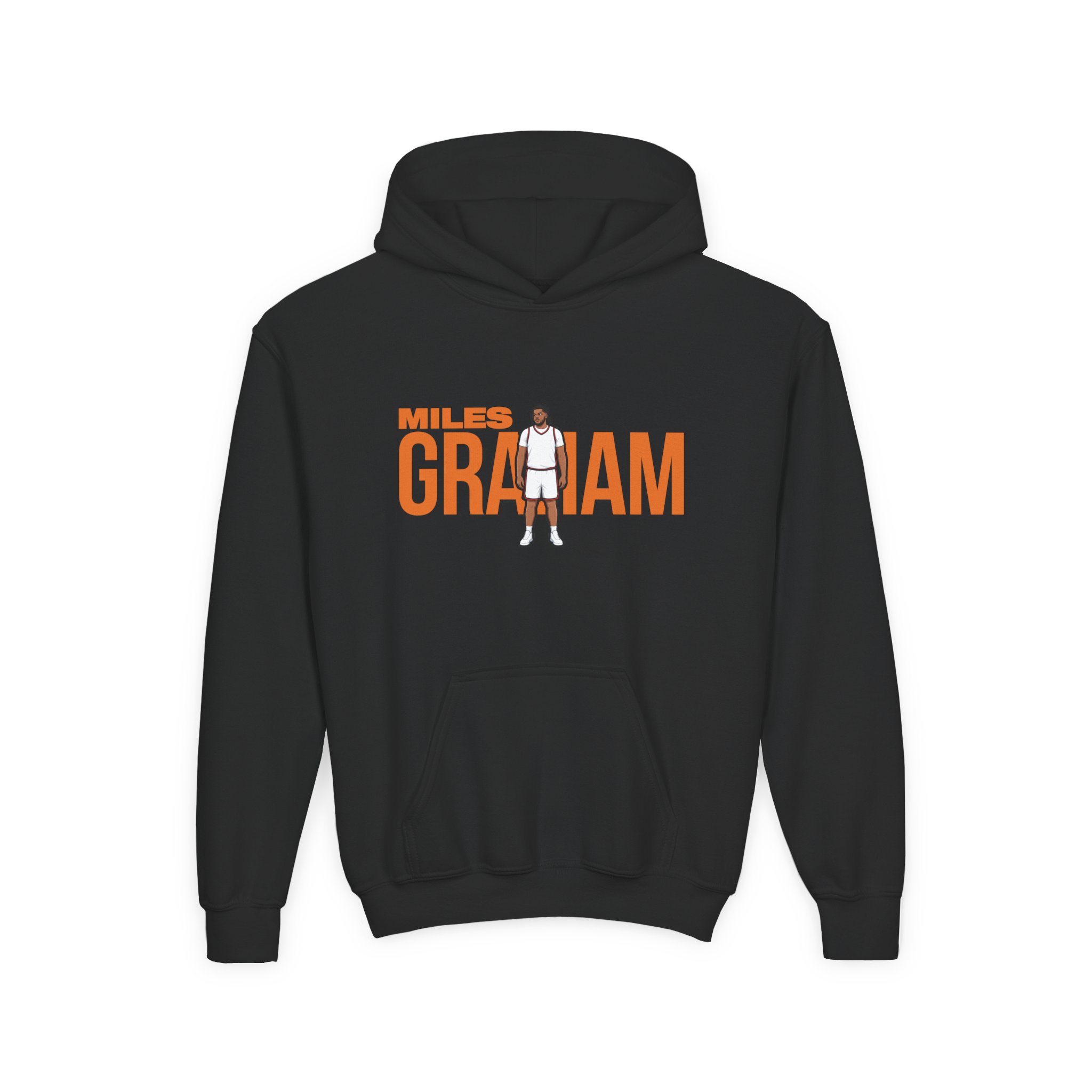 Youth Hoodie — character_player_name in Black