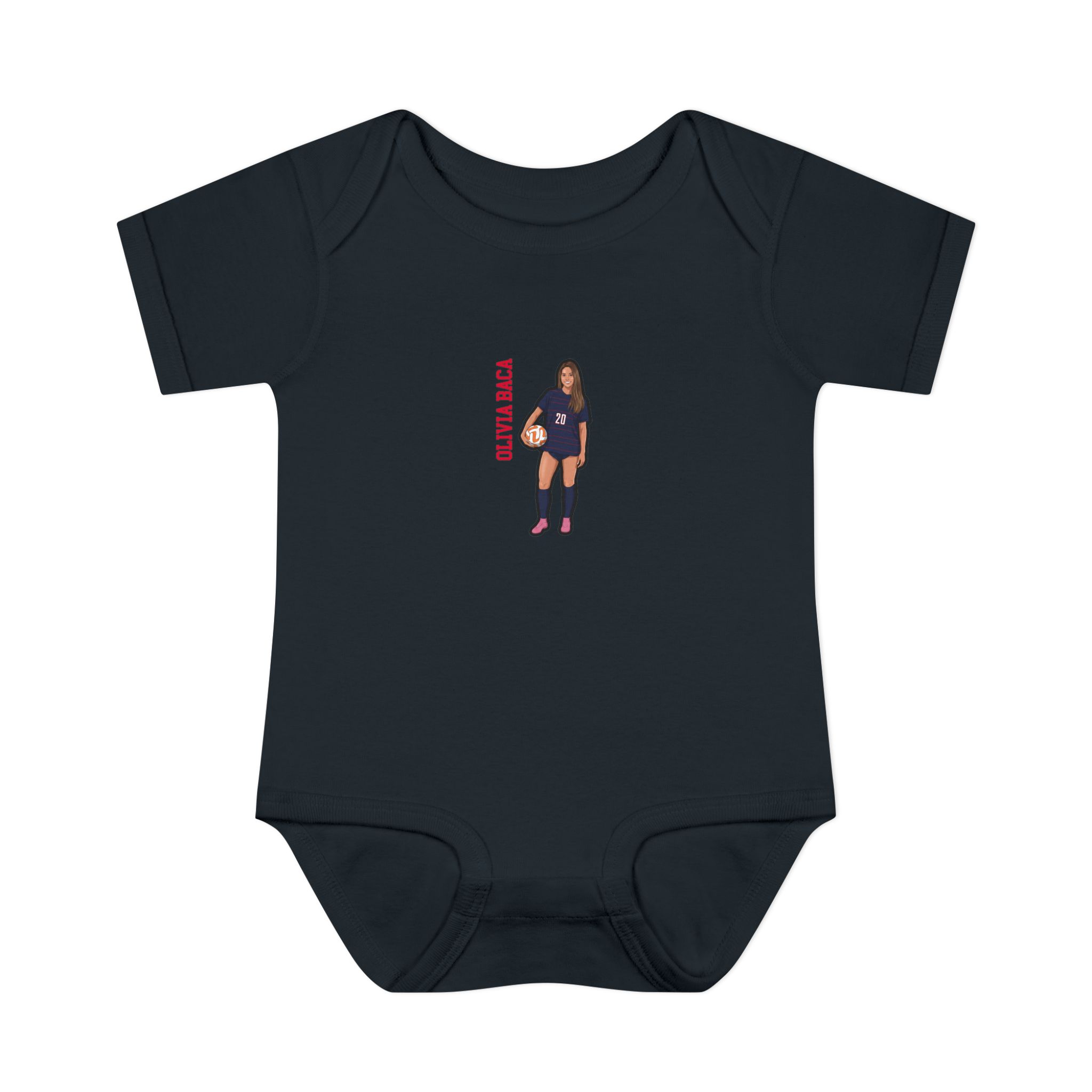 Baby Onesie — character_name_vertical in Black