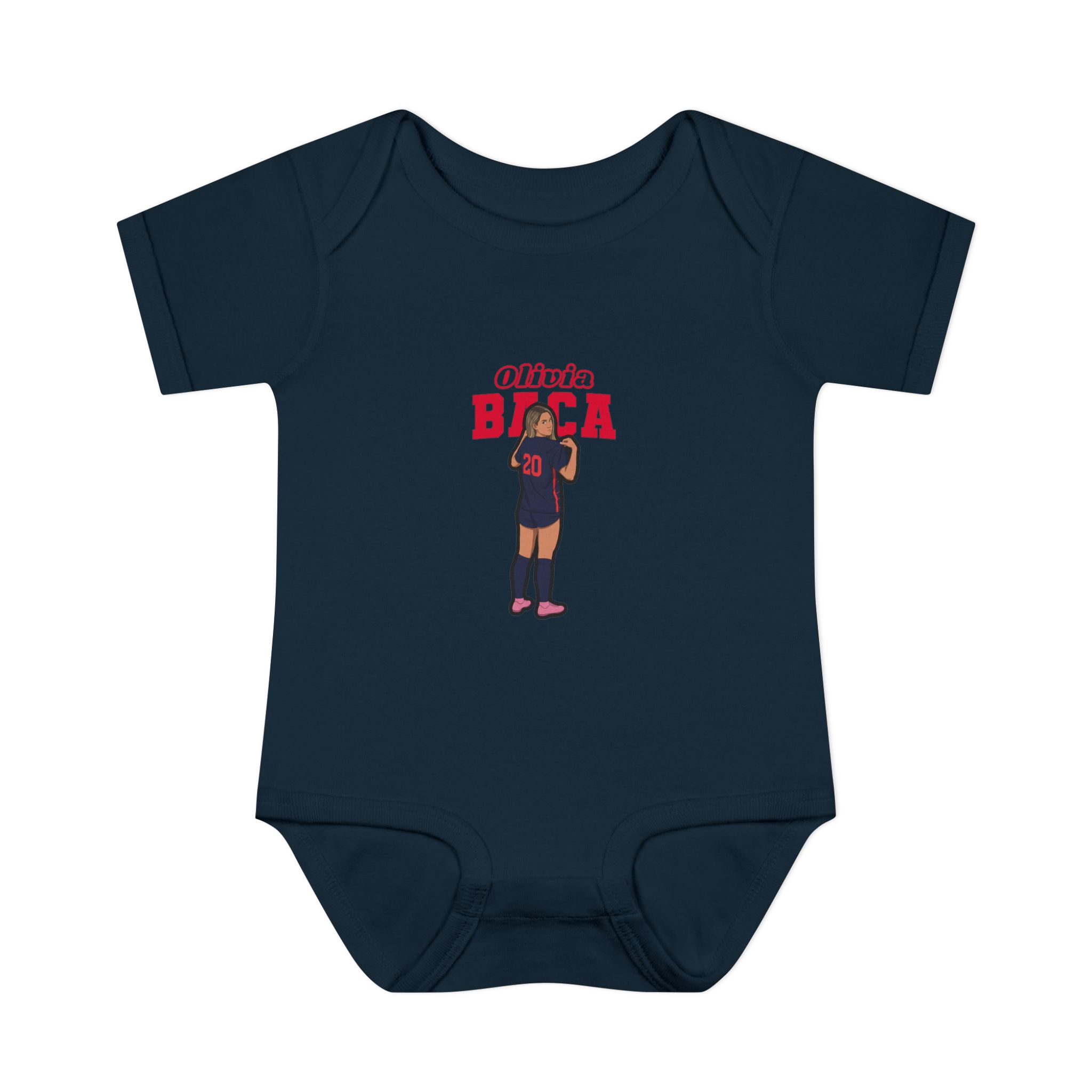 Baby Onesie — character_name_arch in Navy