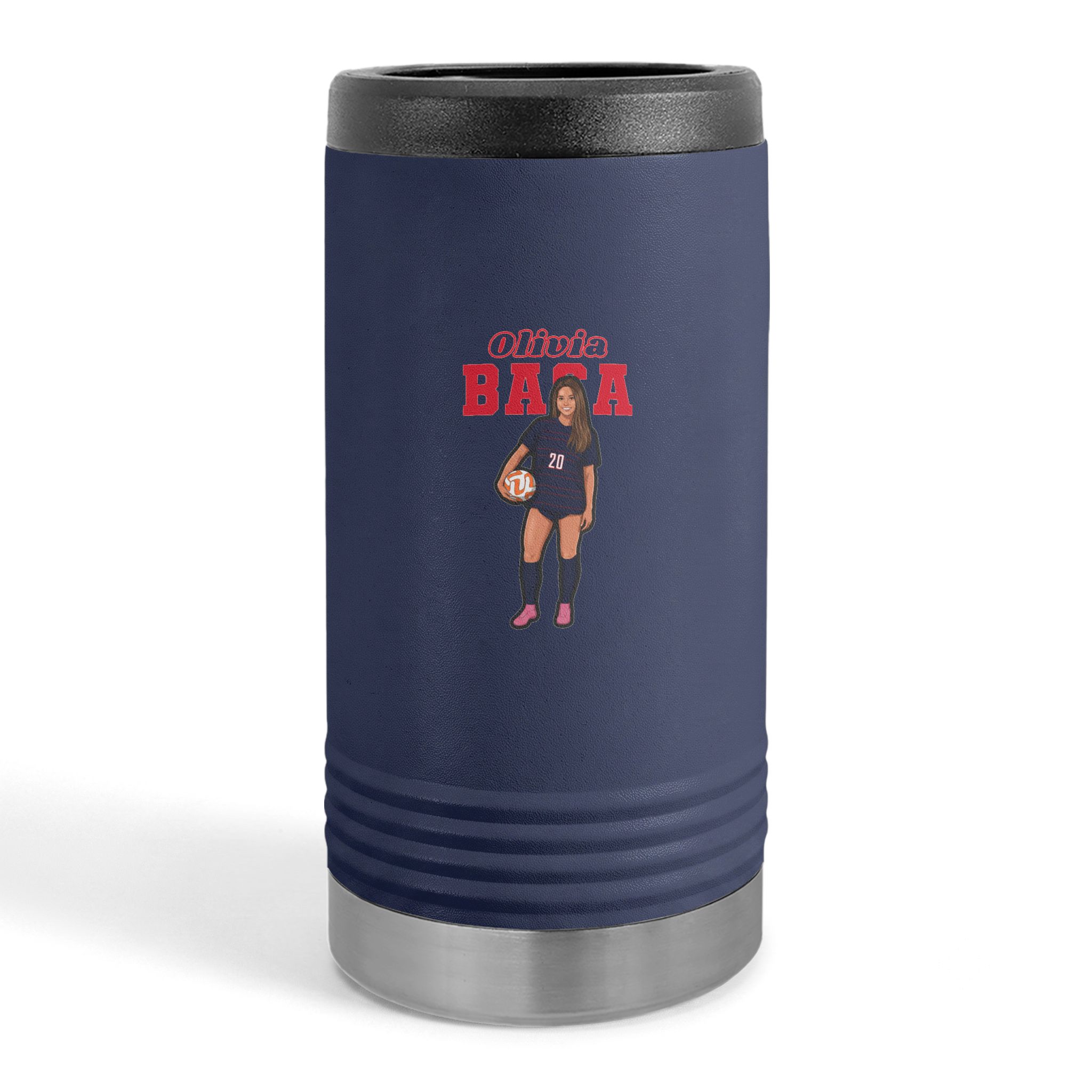 Slim Stainless Can Cooler — character_name_arch in Navy
