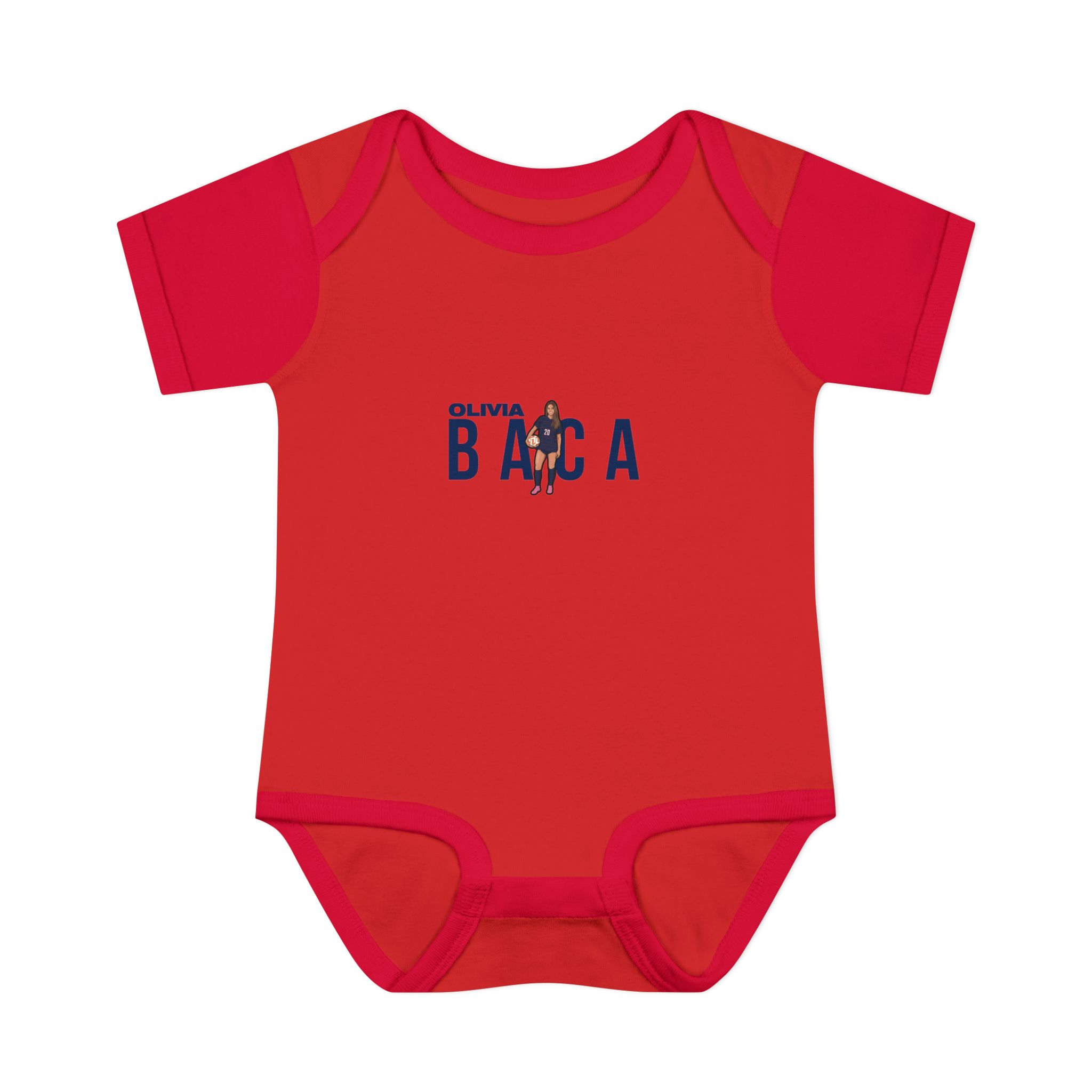 Baby Onesie — character_player_name in Red