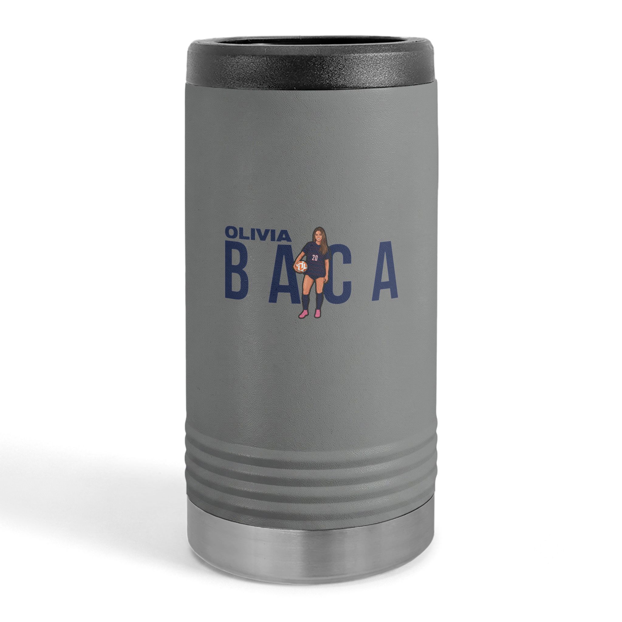 Slim Stainless Can Cooler — character_player_name in Grey