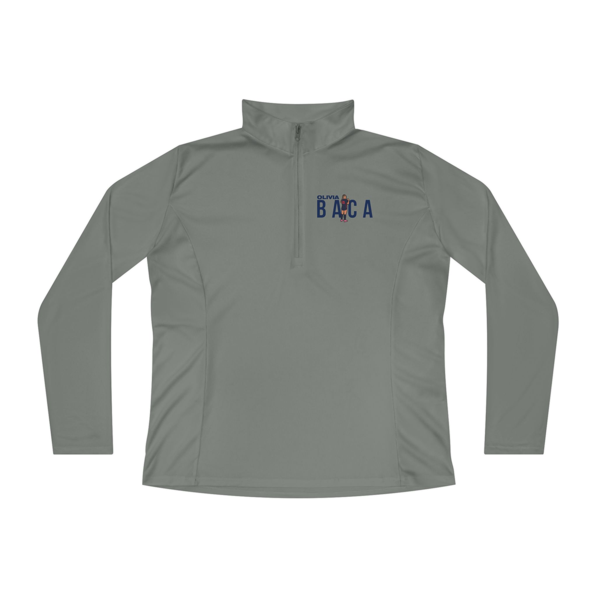Women's Q-Zip Pullover — character_player_name in Grey