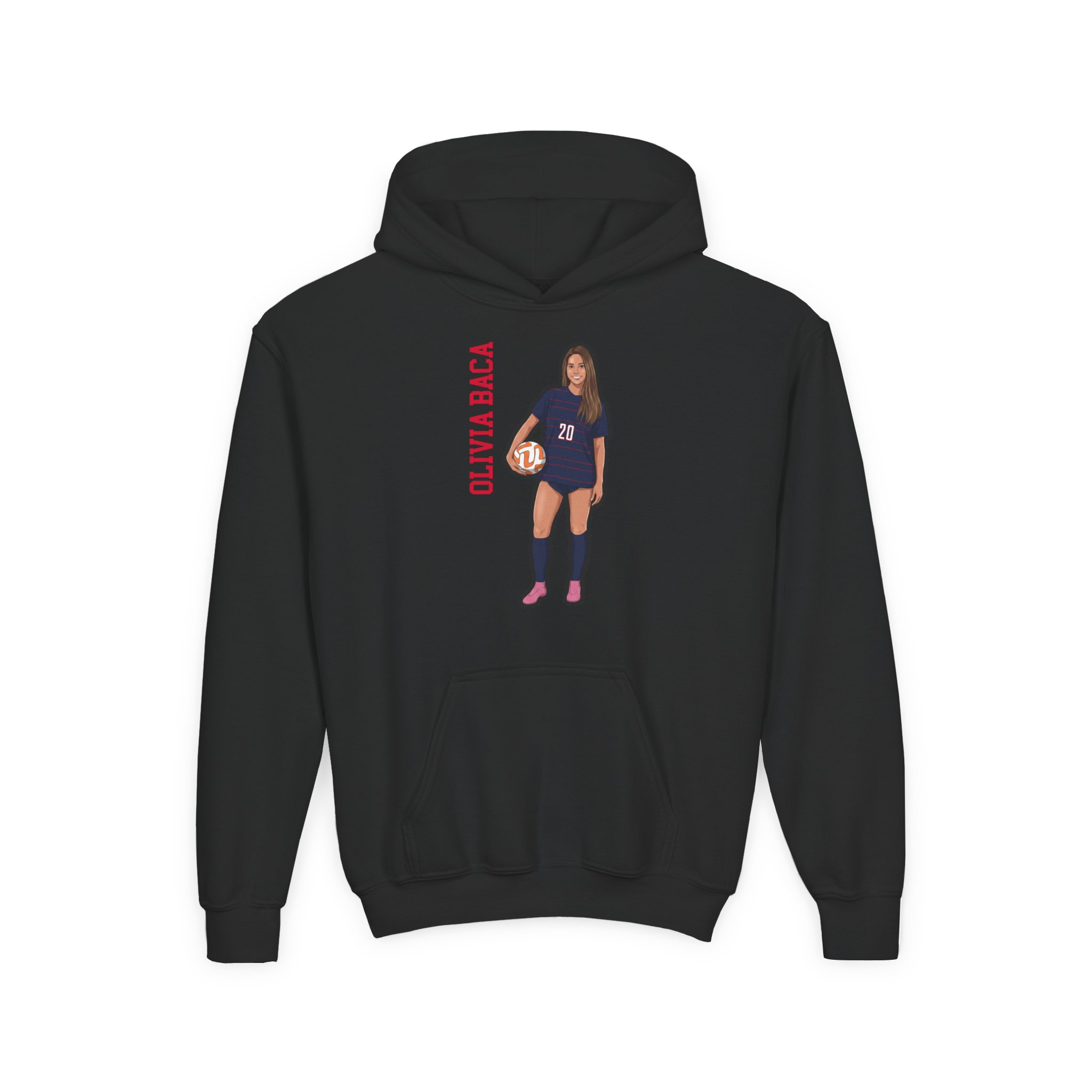Youth Hoodie — character_name_vertical in Black