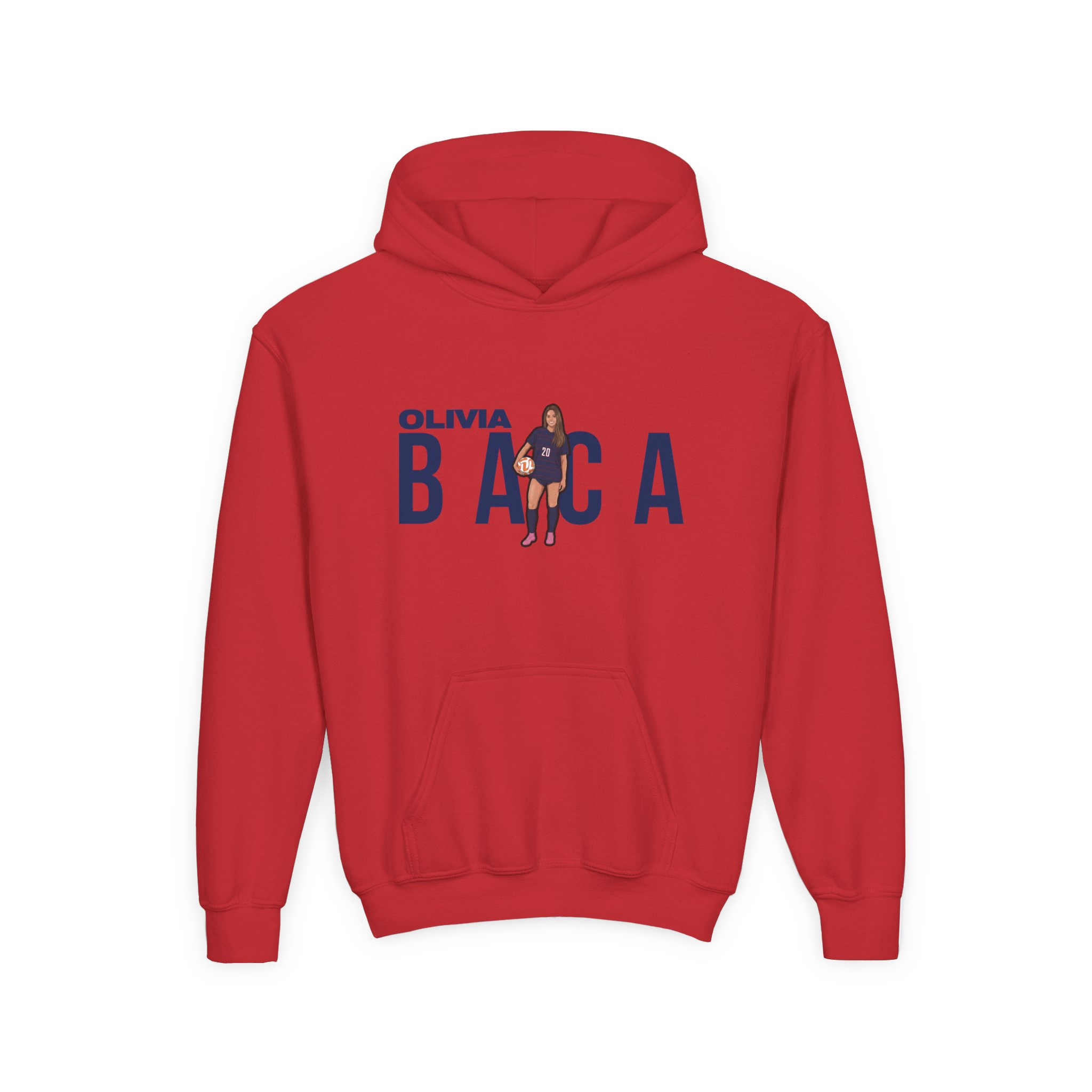 Youth Hoodie — character_player_name in Red