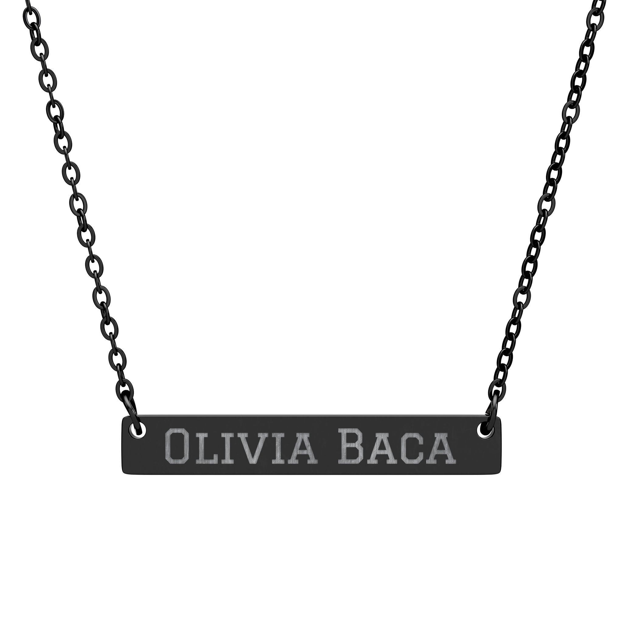 Engraved Bar Necklace — Classic in Black