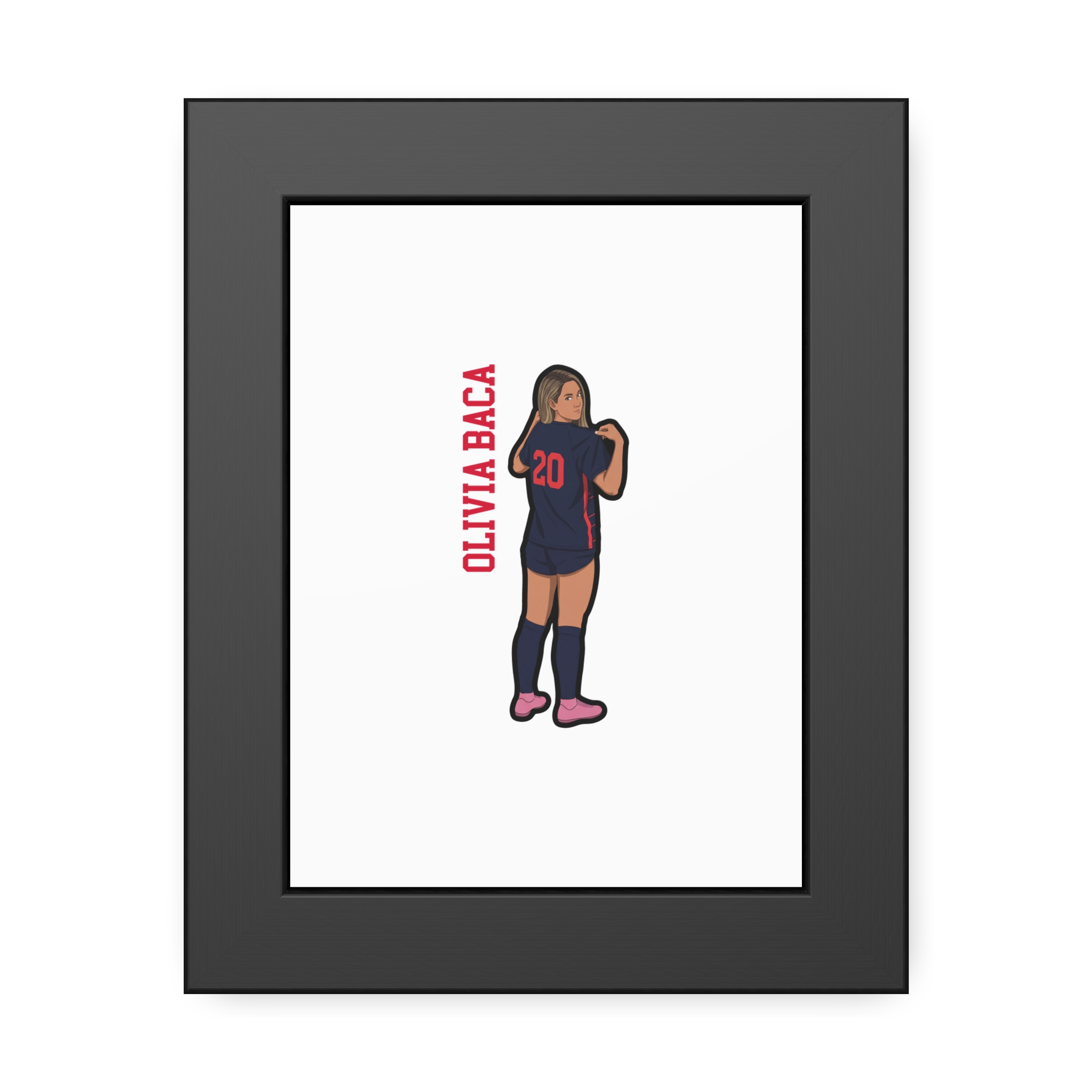 Framed Poster — character_name_vertical in Black
