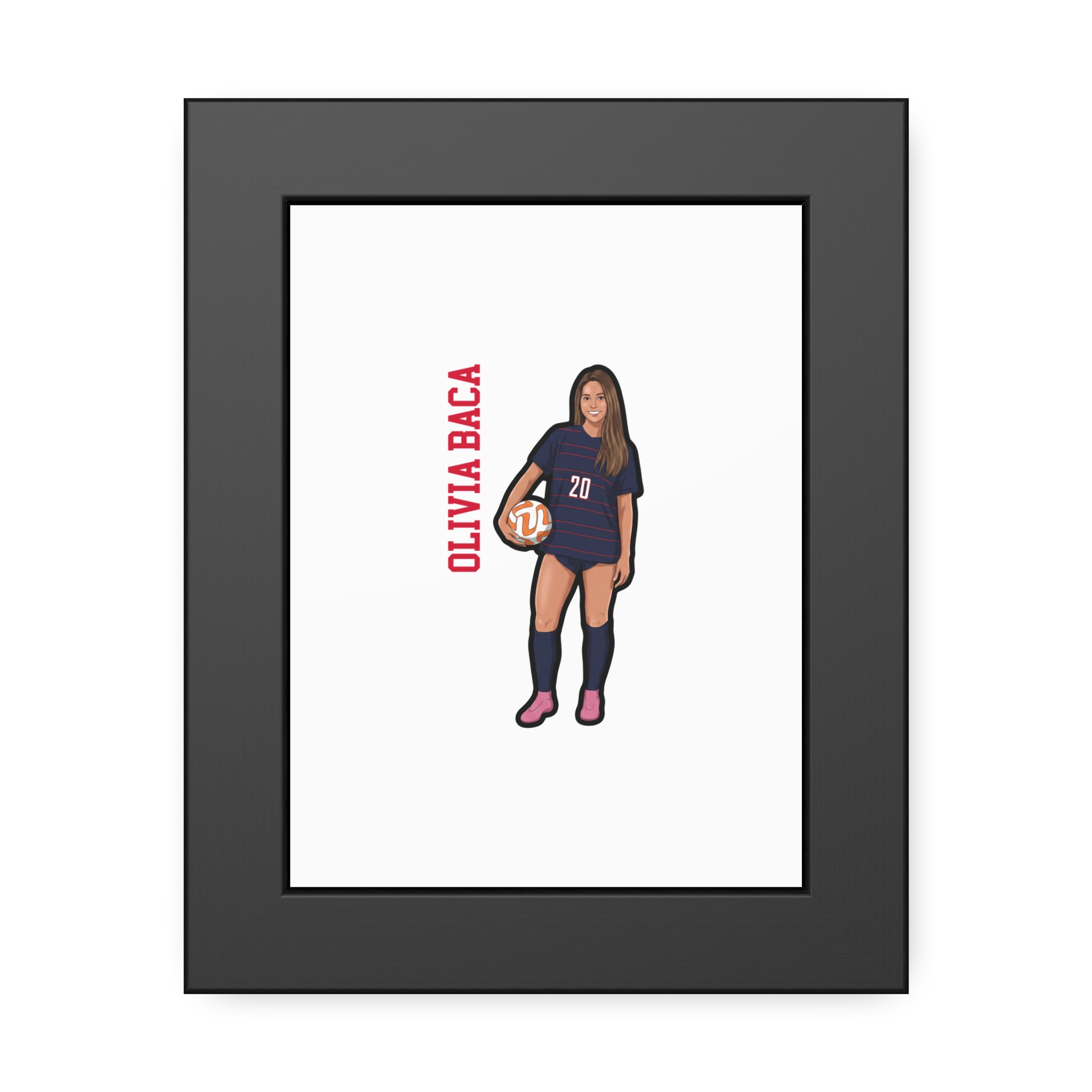 Framed Poster — character_name_vertical in Black