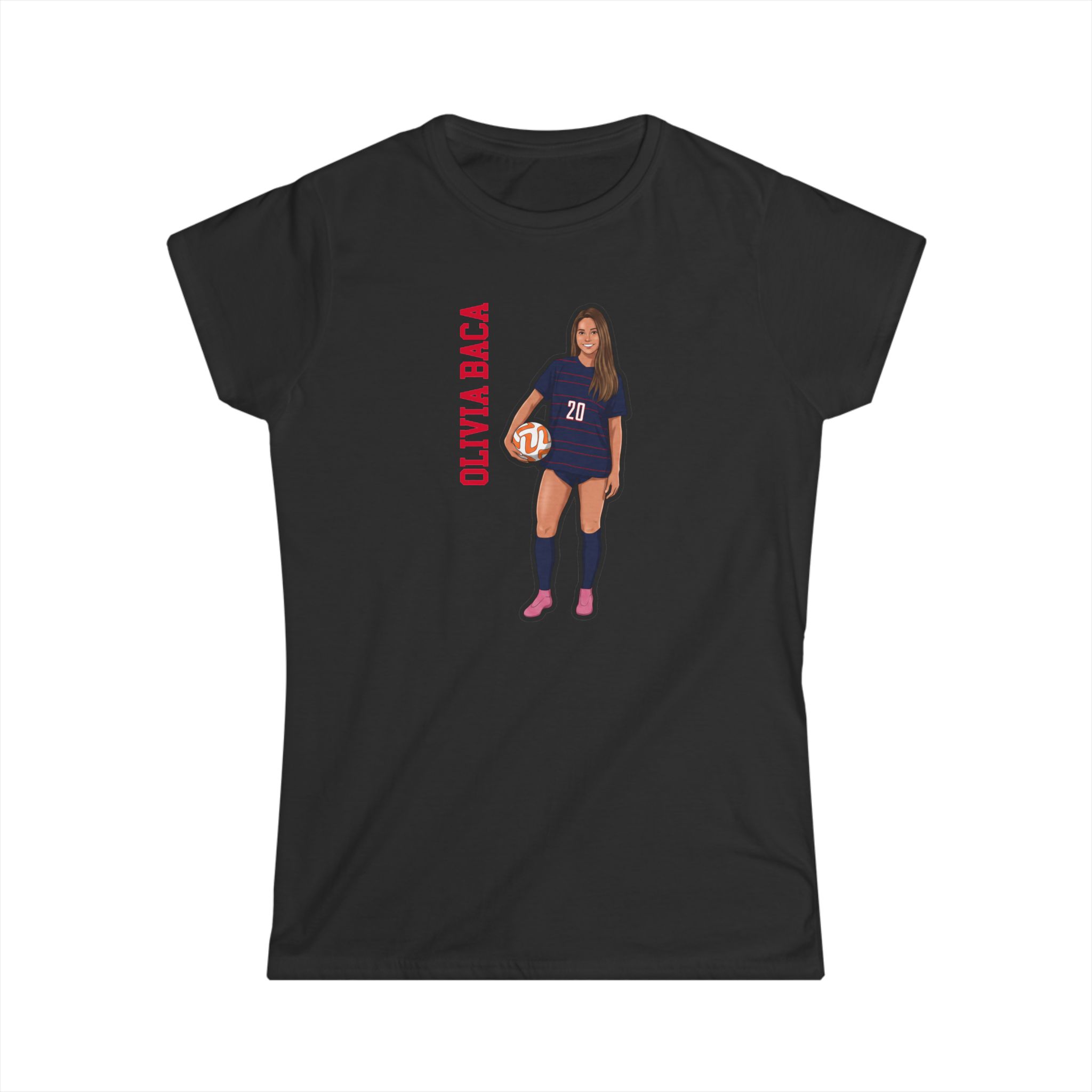Women's Softstyle Tee — character_name_vertical in Black