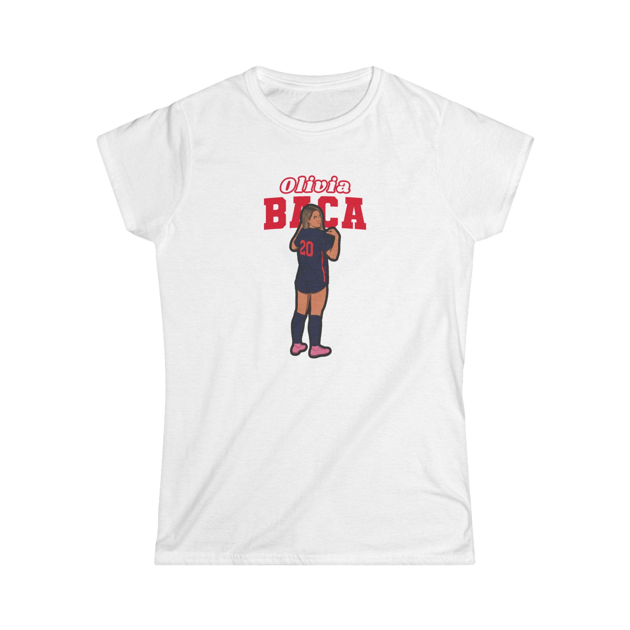 Women's Softstyle Tee — character_name_arch in White